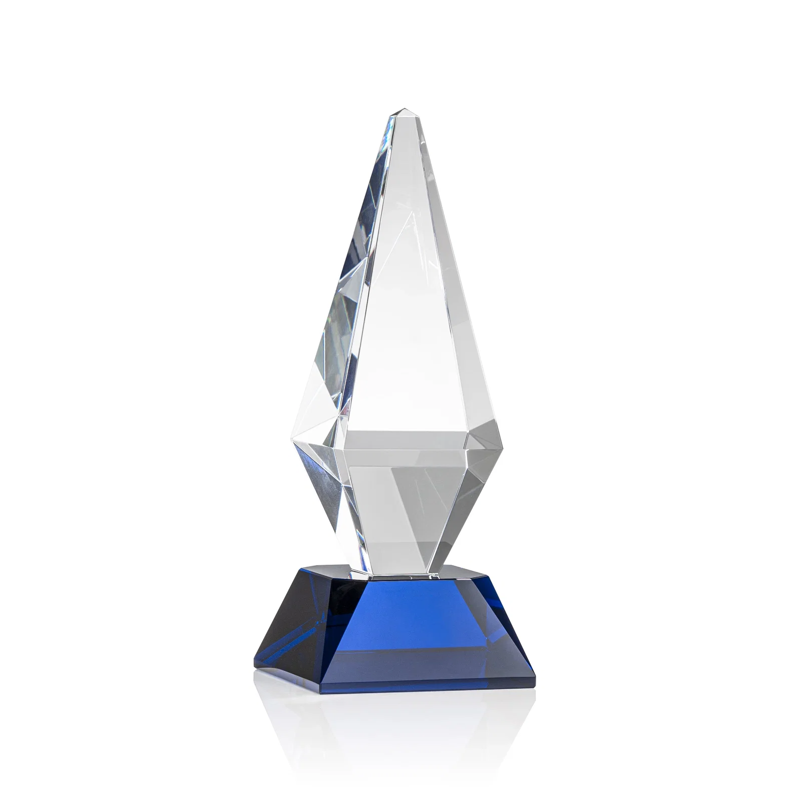 Promotional Optical Crystal Diamond Award with Cascading Bevels on Thick Base for corporate award ceremonies