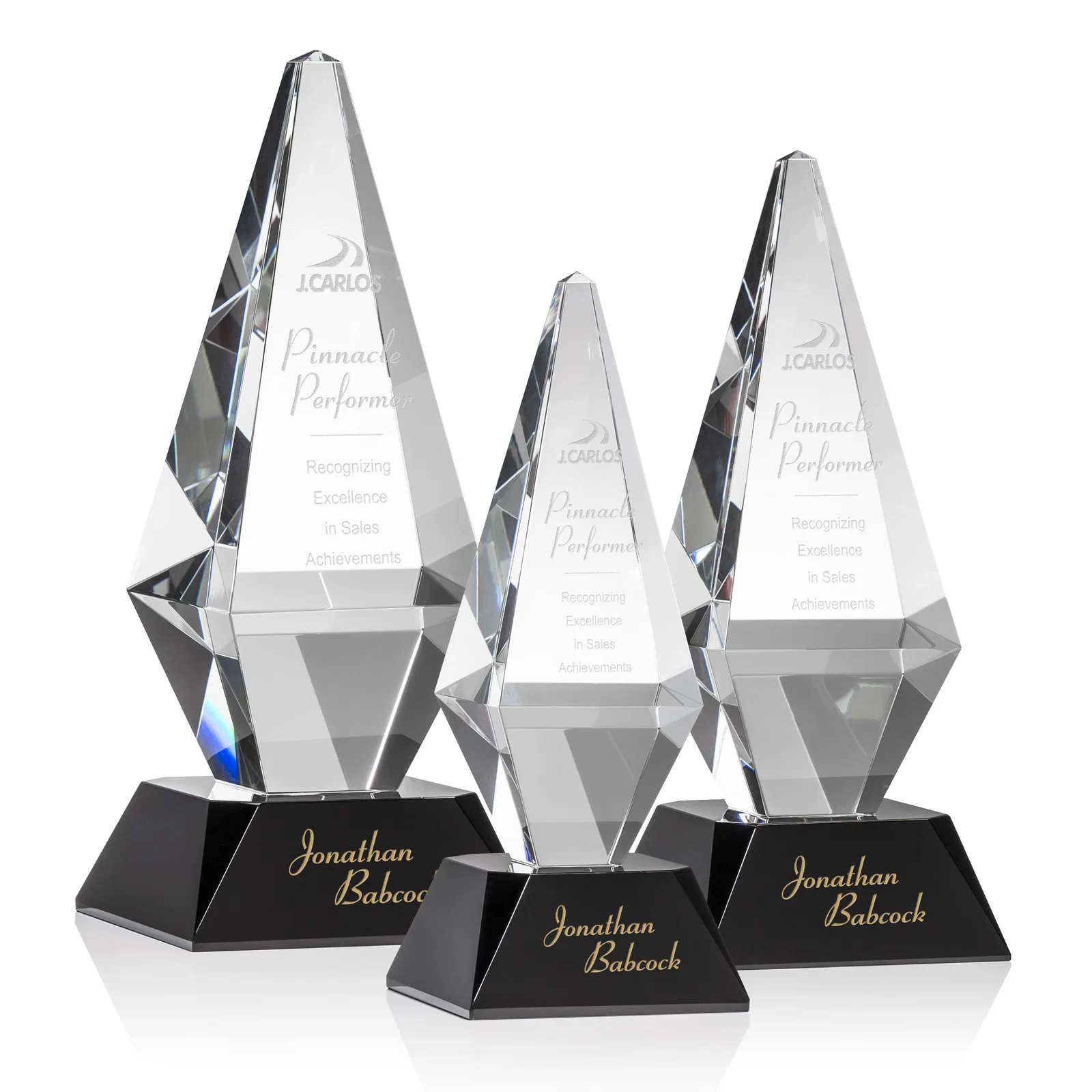 Custom Optical Crystal Diamond Award with Cascading Bevels on Thick Base for safety achievement programs