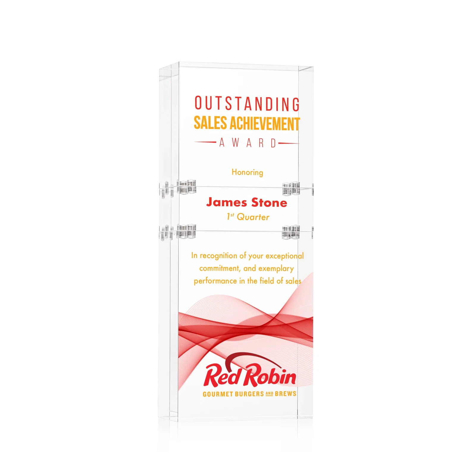 Custom Stackable Acrylic Milestone Award, 3-Block Set for dealer and partner awards