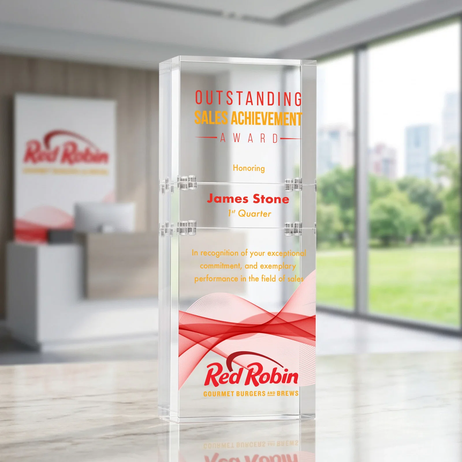 Personalized Stackable Acrylic Milestone Award, 3-Block Set for sales achievement awards