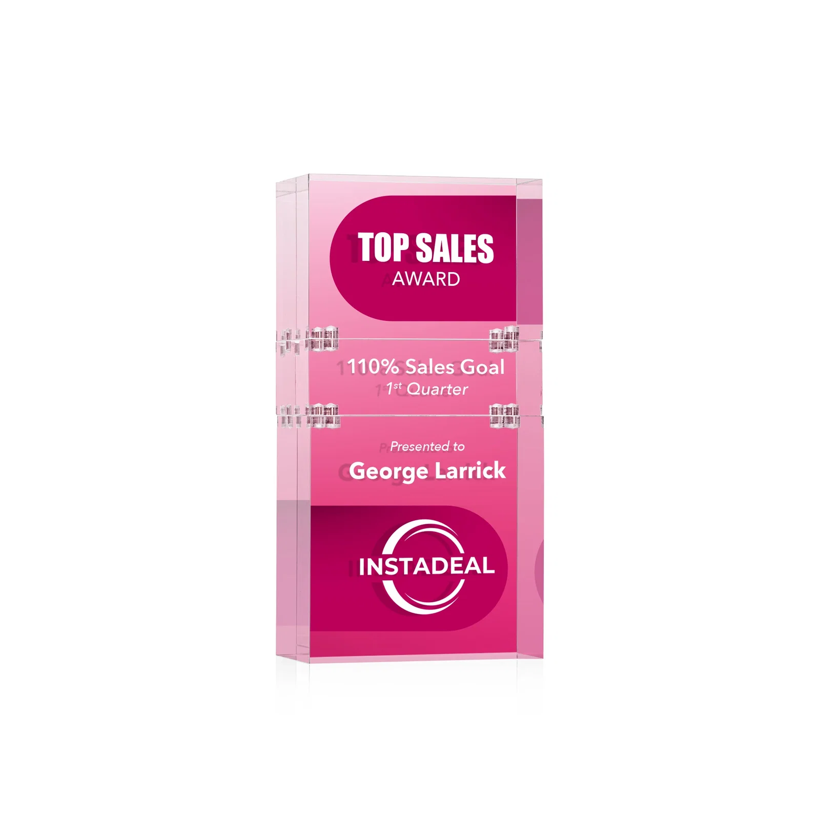 Personalized Stackable Acrylic Milestone Award, 3-Block Set for team milestone celebrations