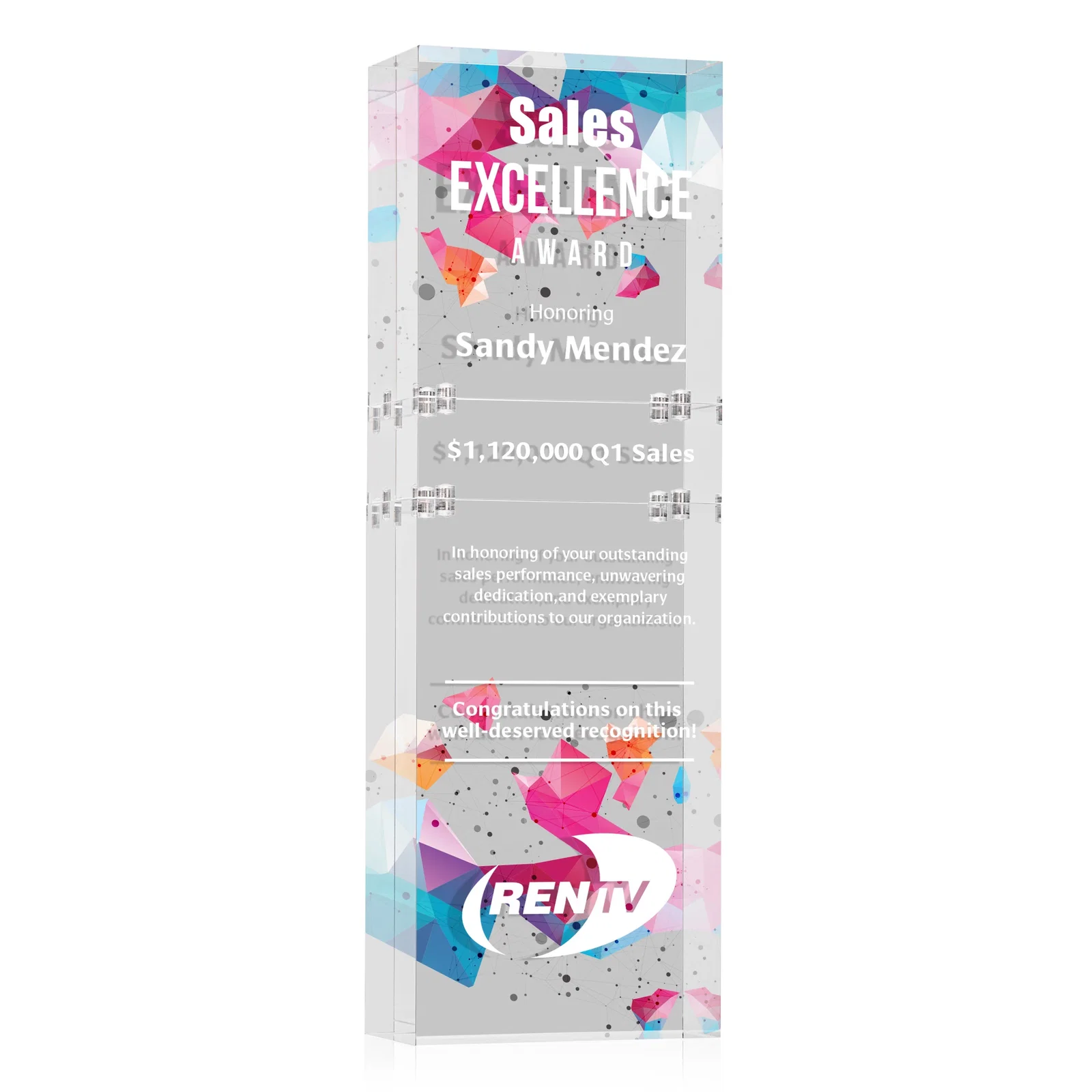 Personalized Stackable Acrylic Milestone Award, 3-Block Set for volunteer appreciation