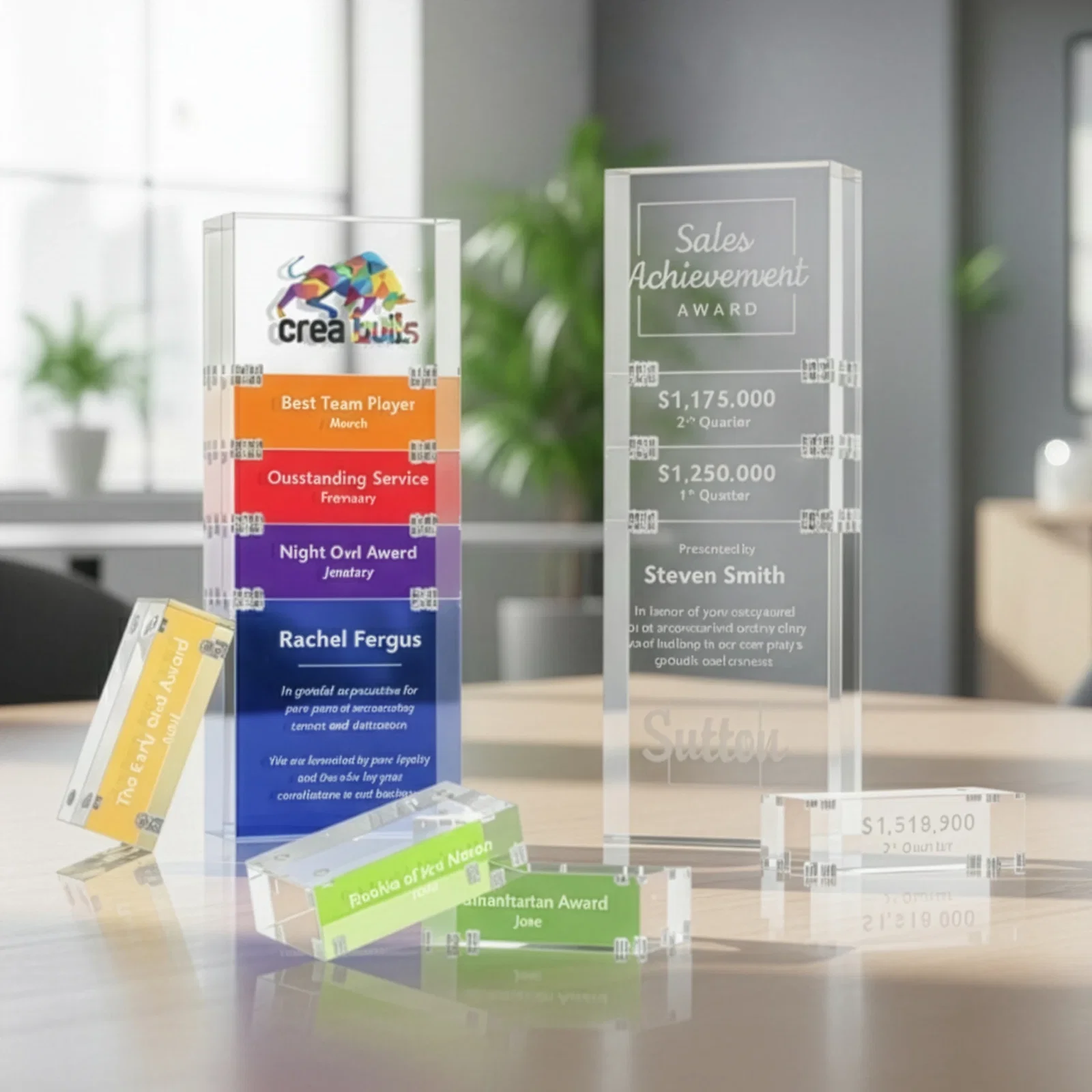 Custom Stackable Acrylic Milestone Award, 3-Block Set for graduation ceremonies