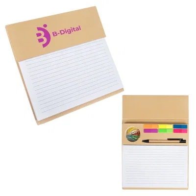 Natural colored desktop notepad with an organizer base, eight inches square