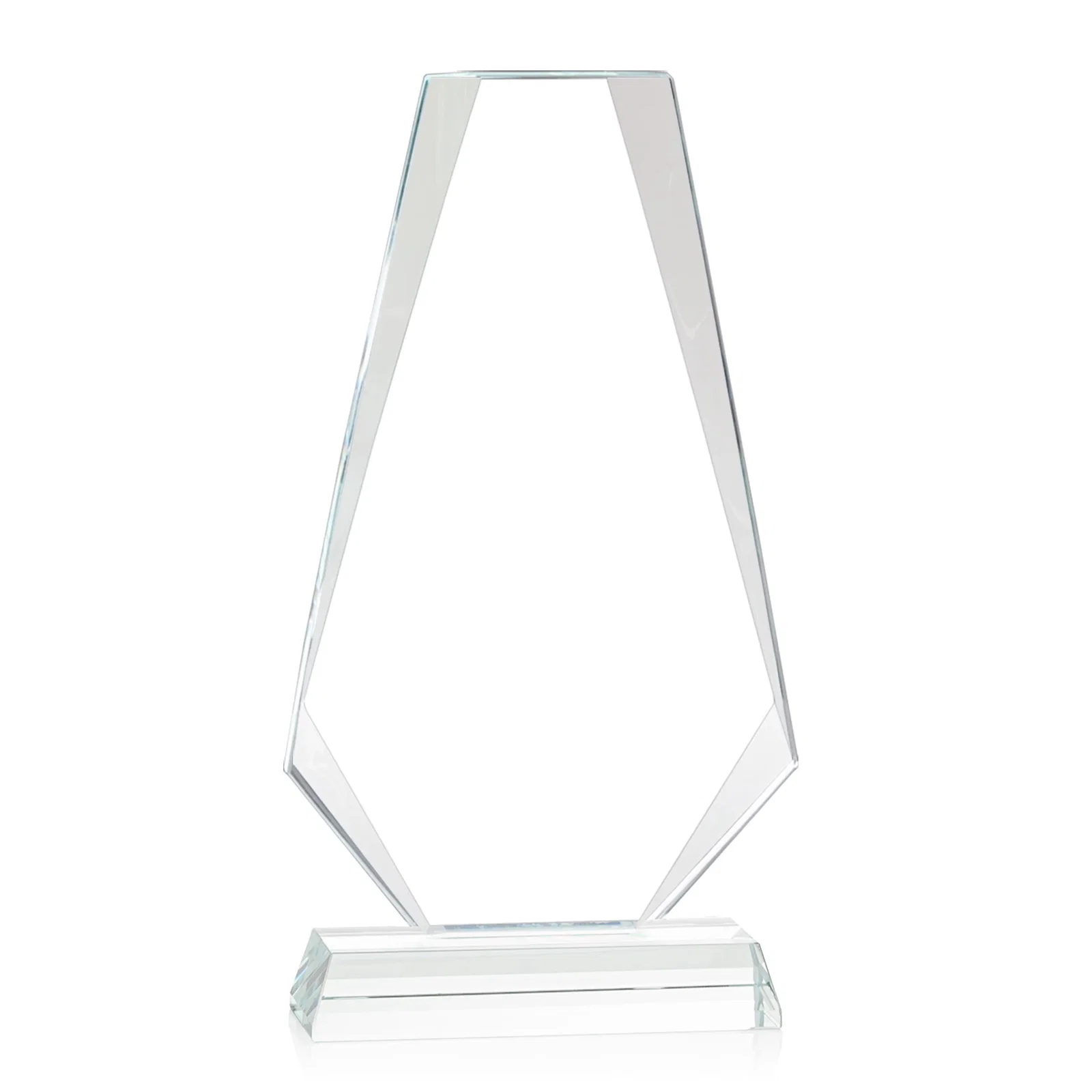 Custom Starfire Crystal Triangle Award, One-Piece Beveled Silhouette, awards for dealer and partner awards
