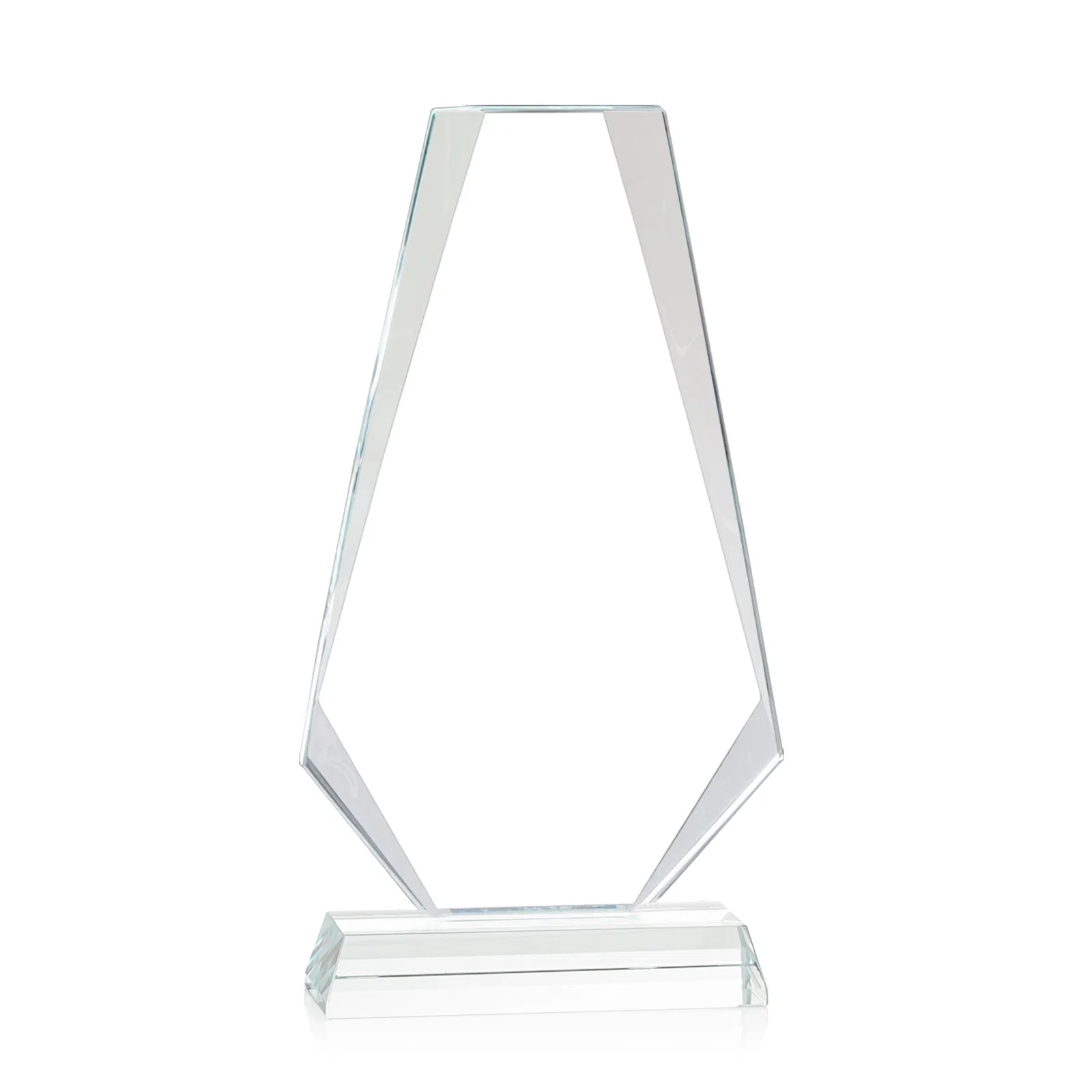 Custom Starfire Crystal Triangle Award, One-Piece Beveled Silhouette, awards for company anniversary events