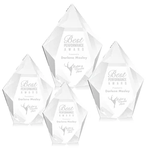 Optical Crystal Pentagon Award With Faceted Halo Border