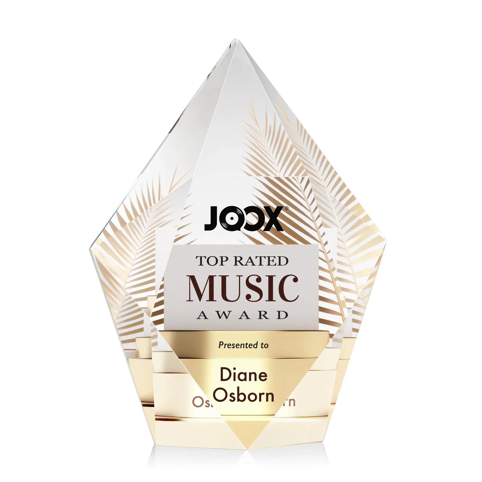 Custom Optical Crystal Pentagon Award With Faceted Halo Border, awards for volunteer appreciation