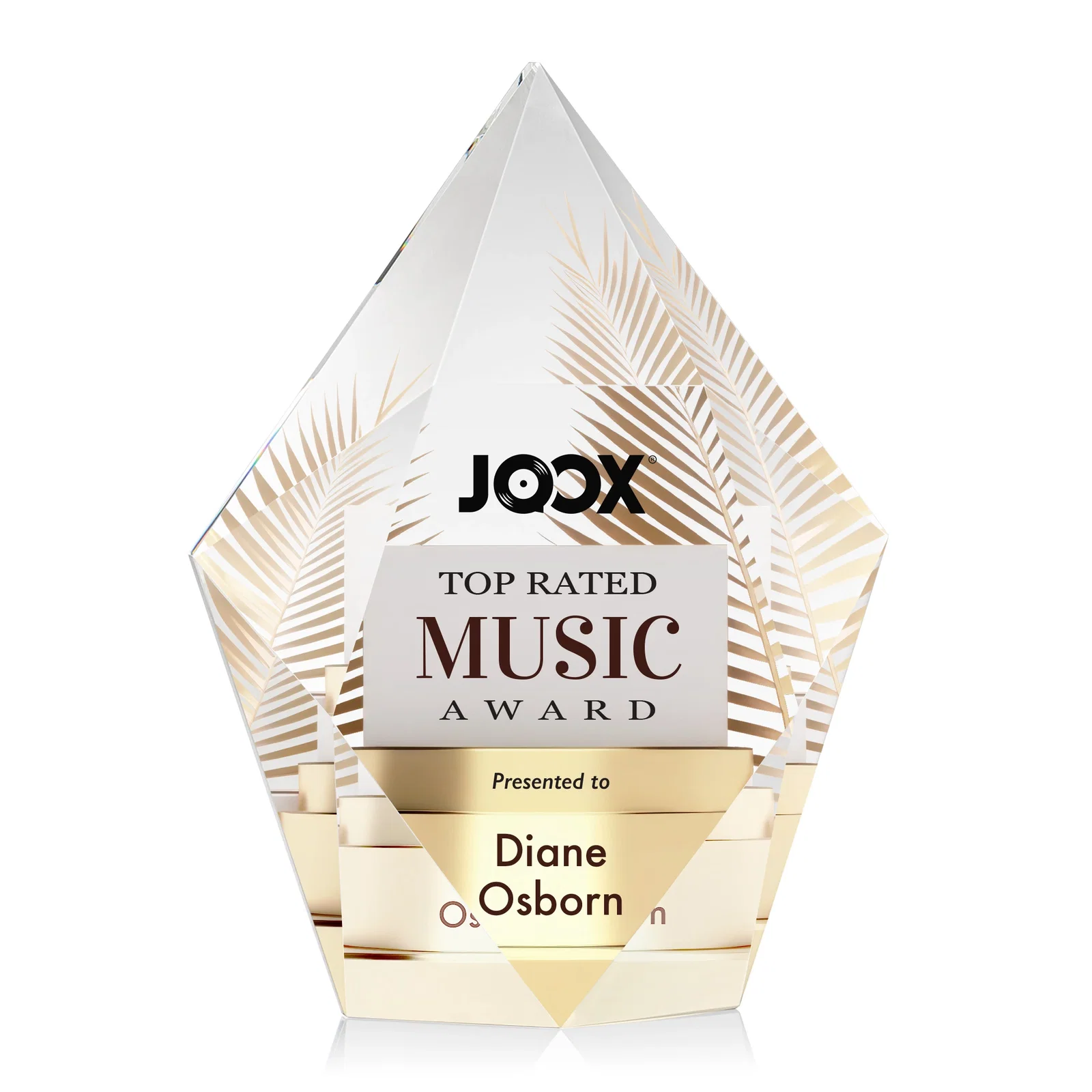 Custom Optical Crystal Pentagon Award With Faceted Halo Border, awards for dealer and partner awards