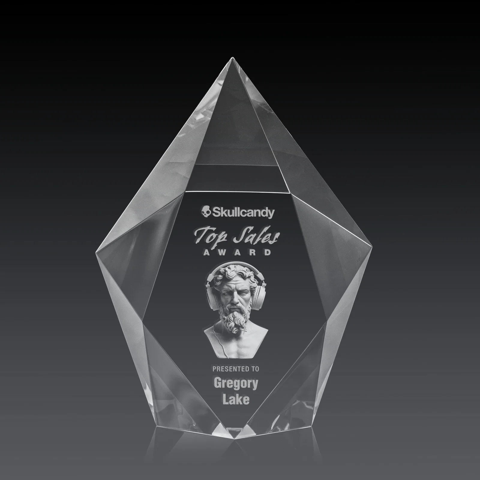 Personalized Optical Crystal Pentagon Award With Faceted Halo Border, awards for corporate award ceremonies