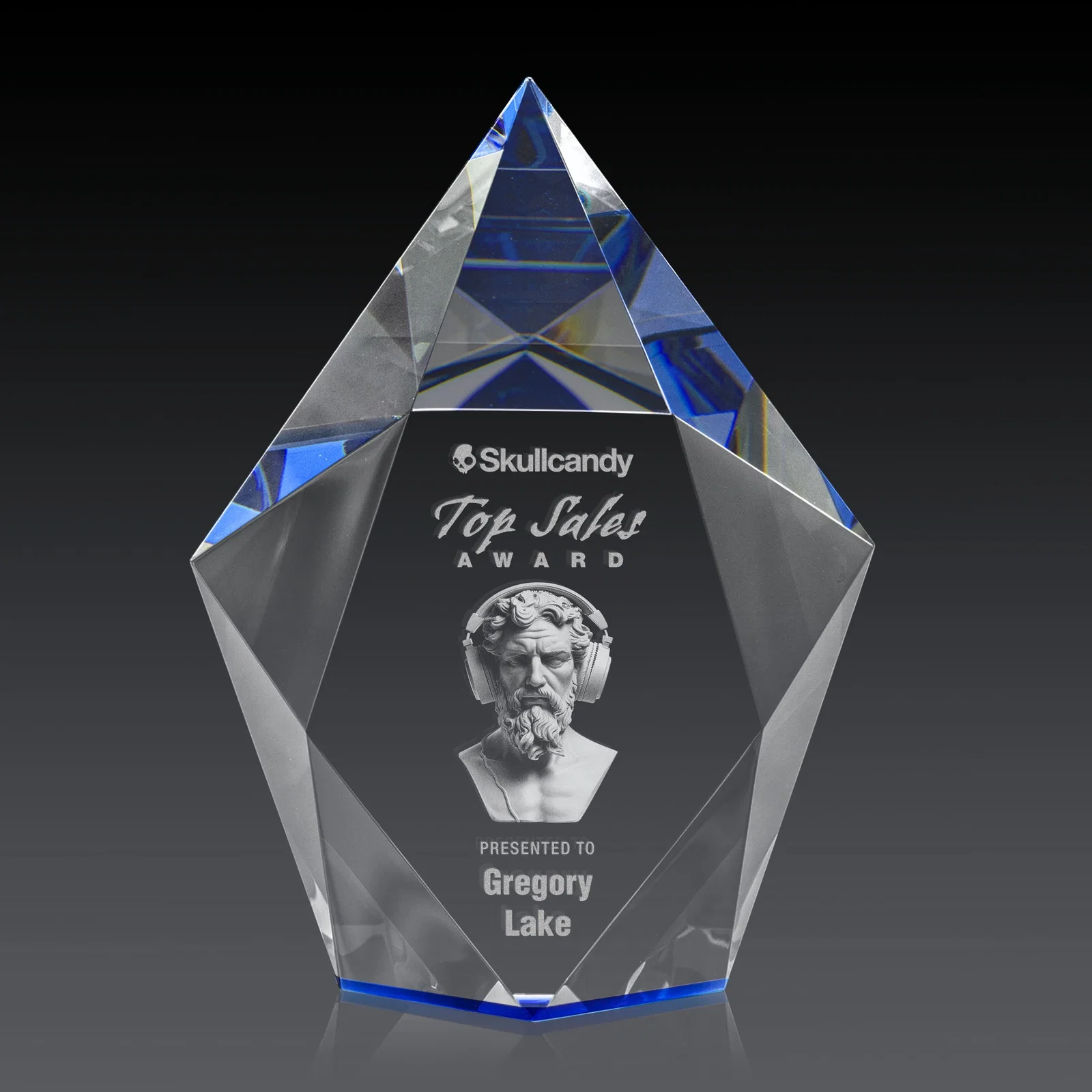 Personalized Optical Crystal Pentagon Award With Faceted Halo Border, awards for safety achievement programs