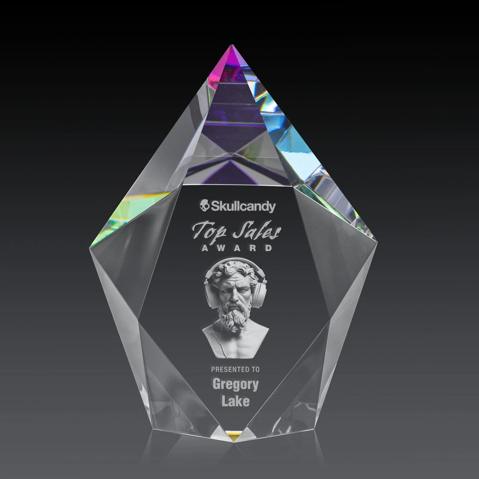 Promotional Optical Crystal Pentagon Award With Faceted Halo Border, awards for employee recognition