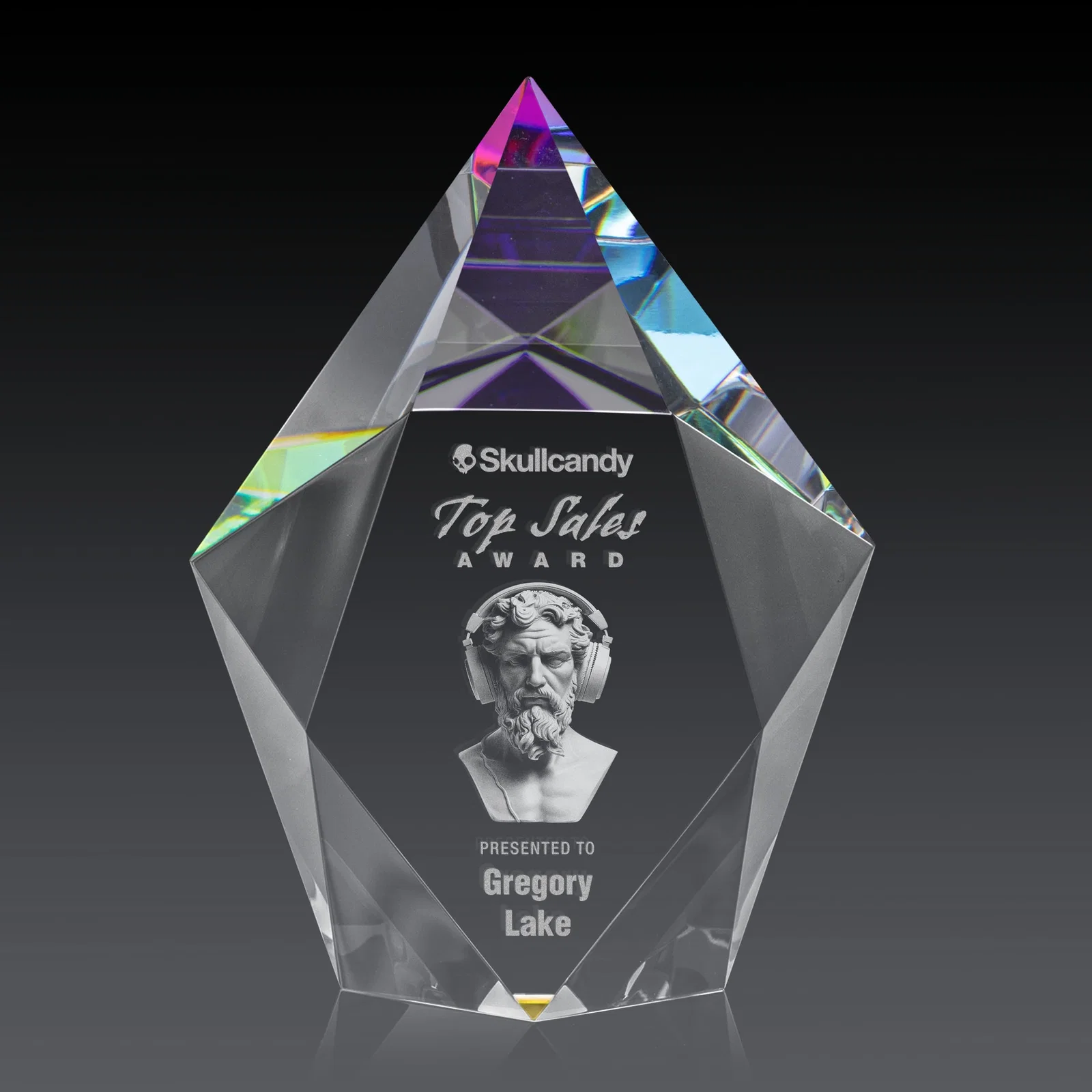 Promotional Optical Crystal Pentagon Award With Faceted Halo Border, awards for corporate award ceremonies