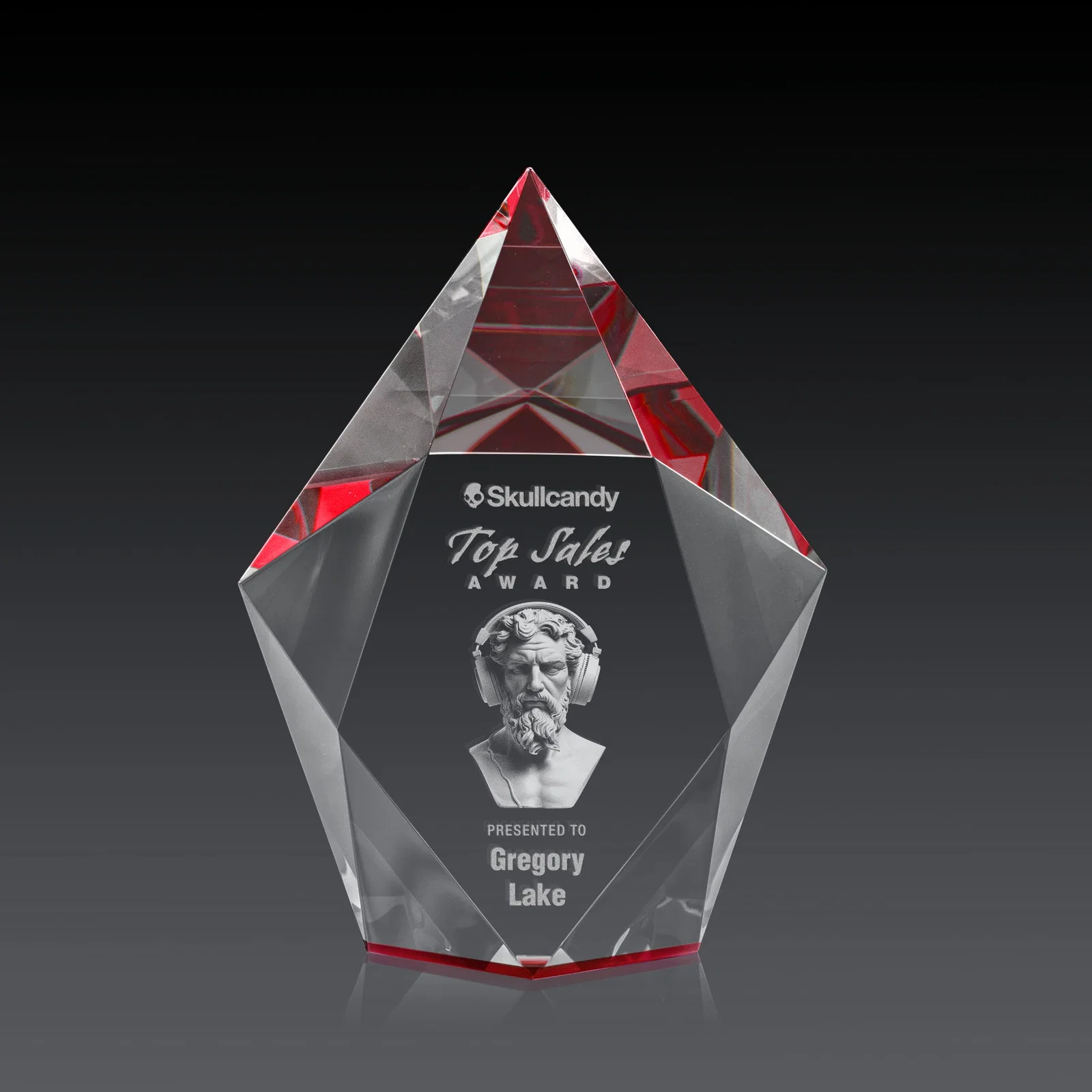 Promotional Optical Crystal Pentagon Award With Faceted Halo Border, awards for sales achievement awards