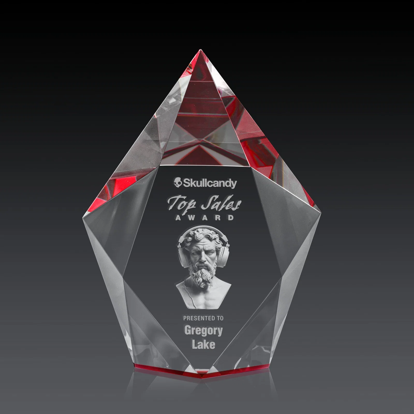 Promotional Optical Crystal Pentagon Award With Faceted Halo Border, awards for retirement presentations