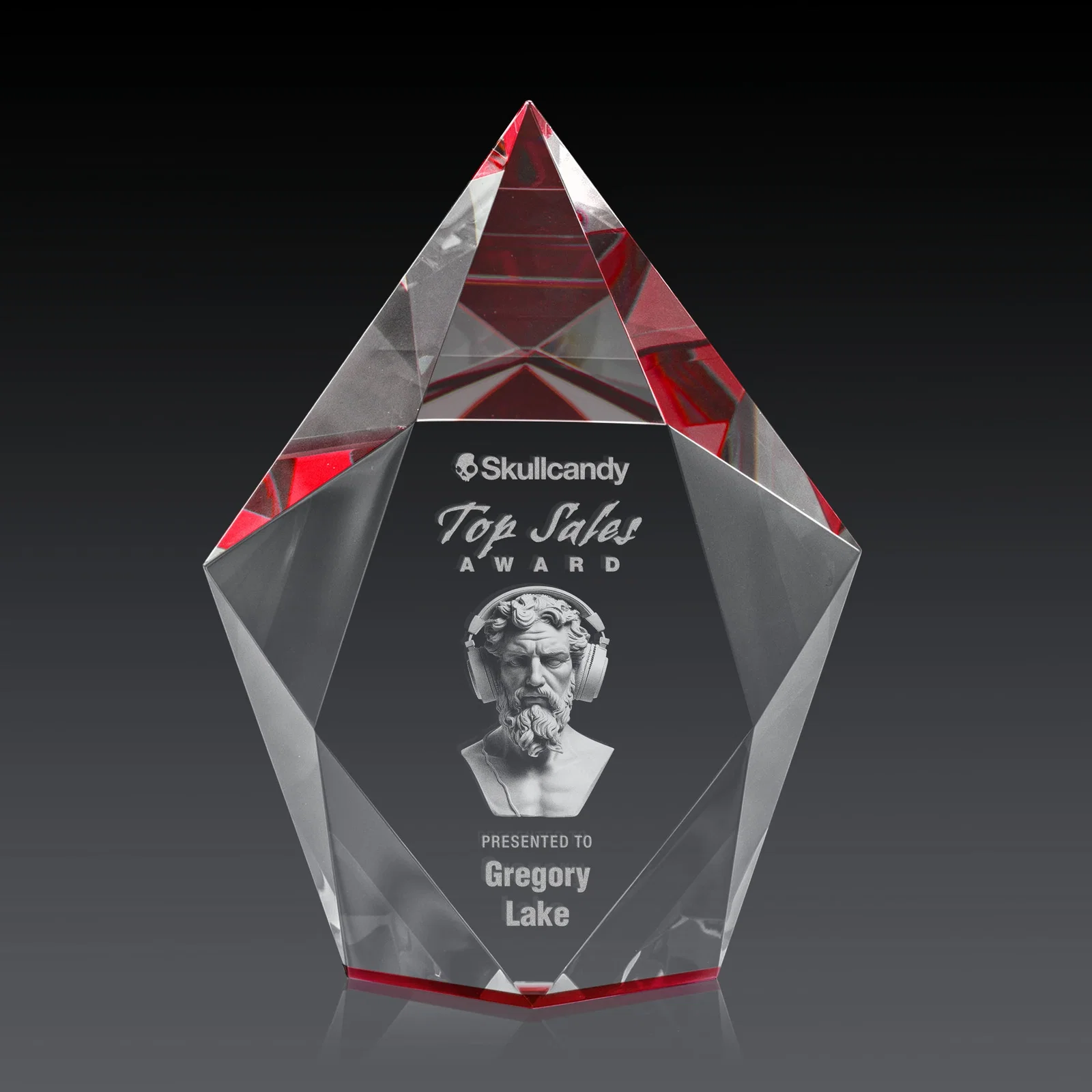 Promotional Optical Crystal Pentagon Award With Faceted Halo Border, awards for team milestone celebrations
