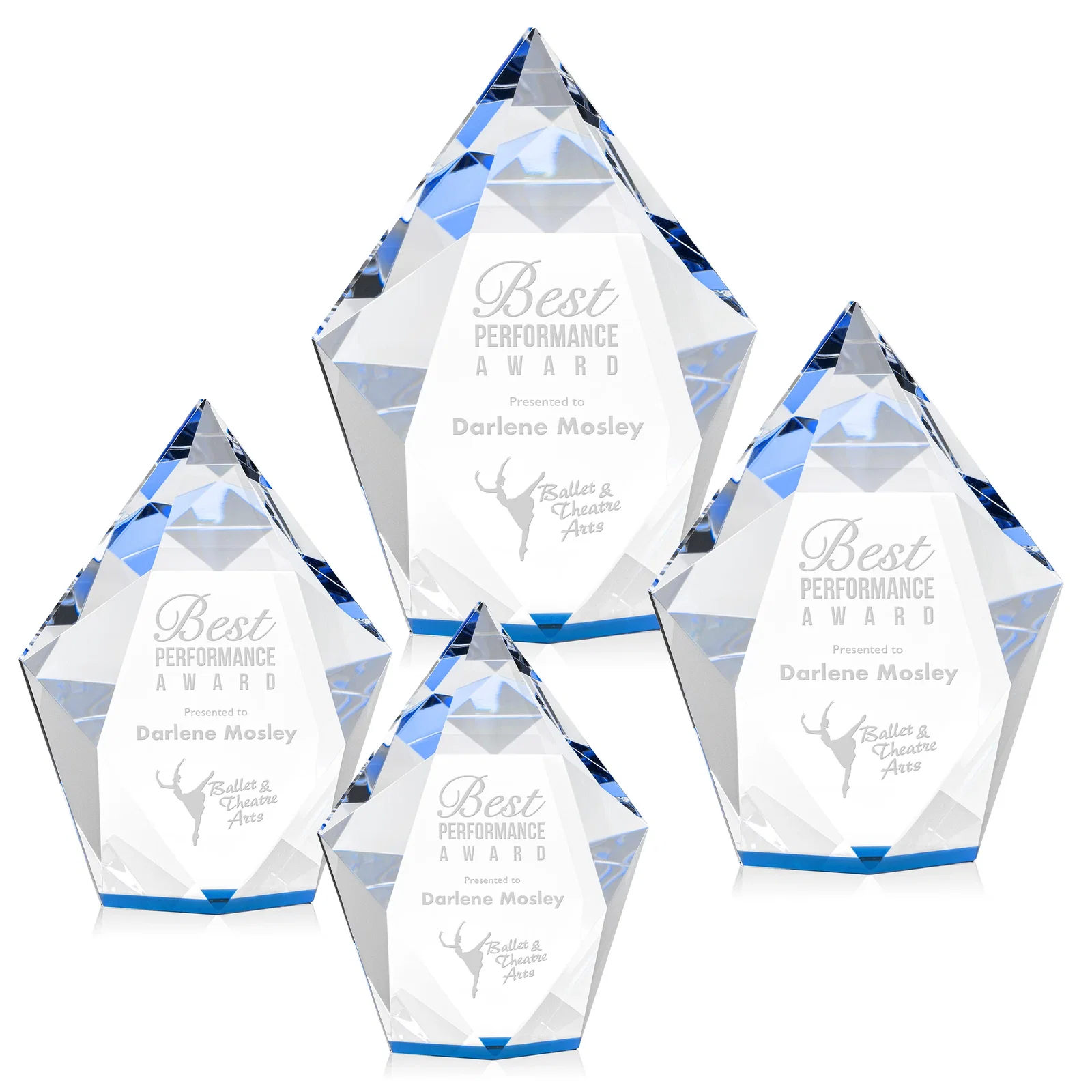 Promotional Optical Crystal Pentagon Award With Faceted Halo Border, awards for graduation ceremonies