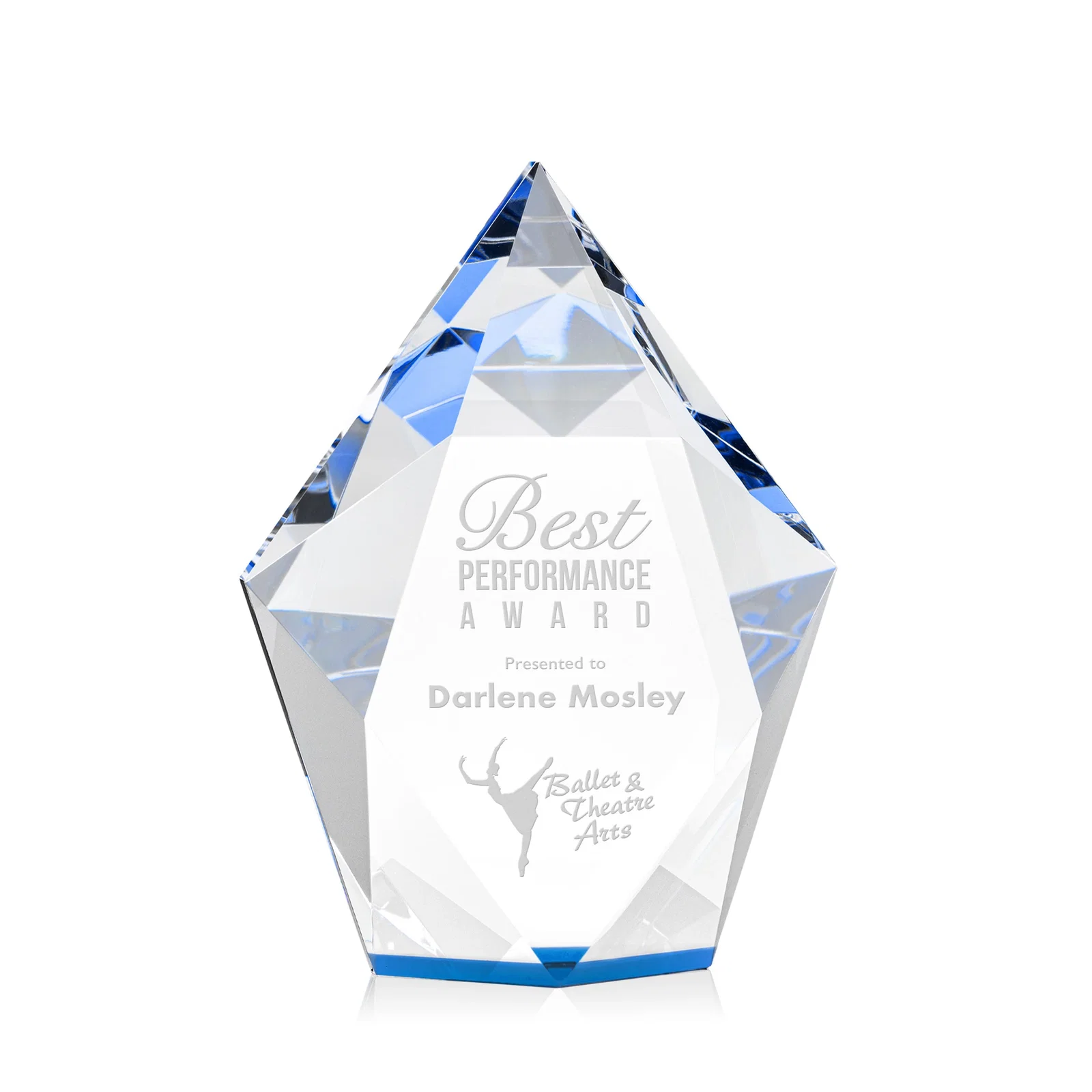 Promotional Optical Crystal Pentagon Award With Faceted Halo Border, awards for safety achievement programs