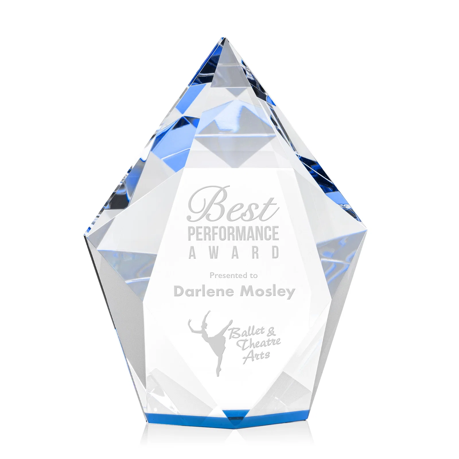 Promotional Optical Crystal Pentagon Award With Faceted Halo Border, awards for dealer and partner awards