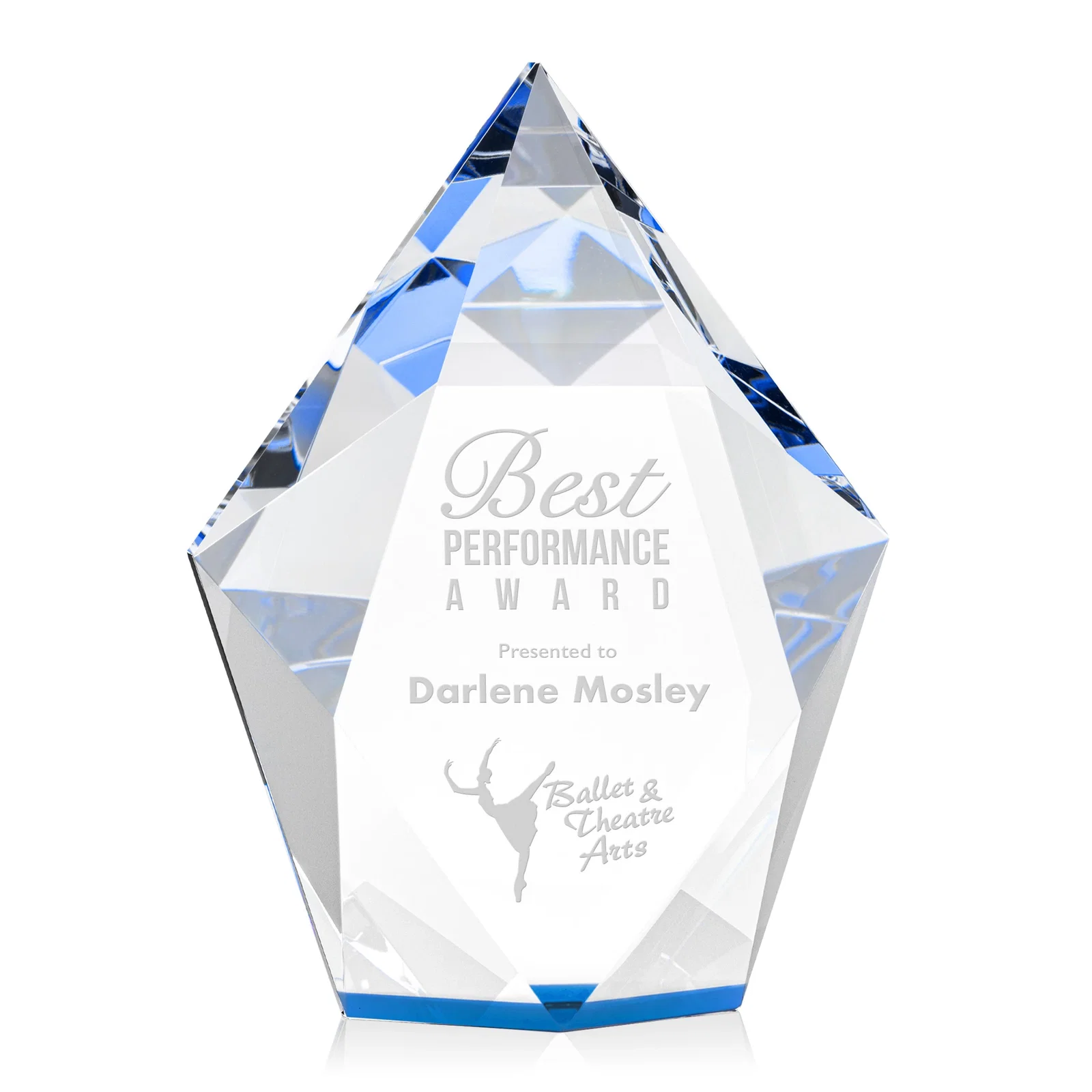 Promotional Optical Crystal Pentagon Award With Faceted Halo Border, awards for company anniversary events