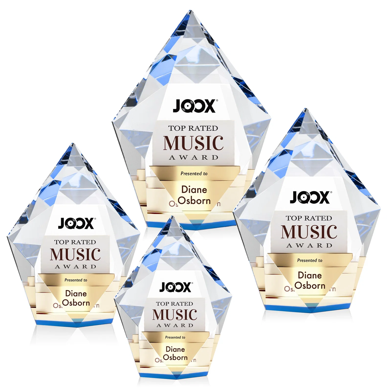 Branded Optical Crystal Pentagon Award With Faceted Halo Border, awards for dealer and partner awards