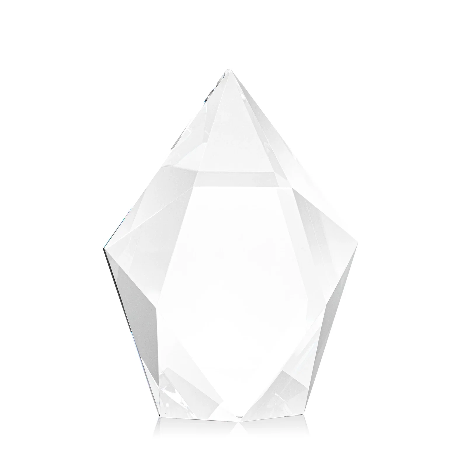 Customized Optical Crystal Pentagon Award With Faceted Halo Border, awards for corporate award ceremonies
