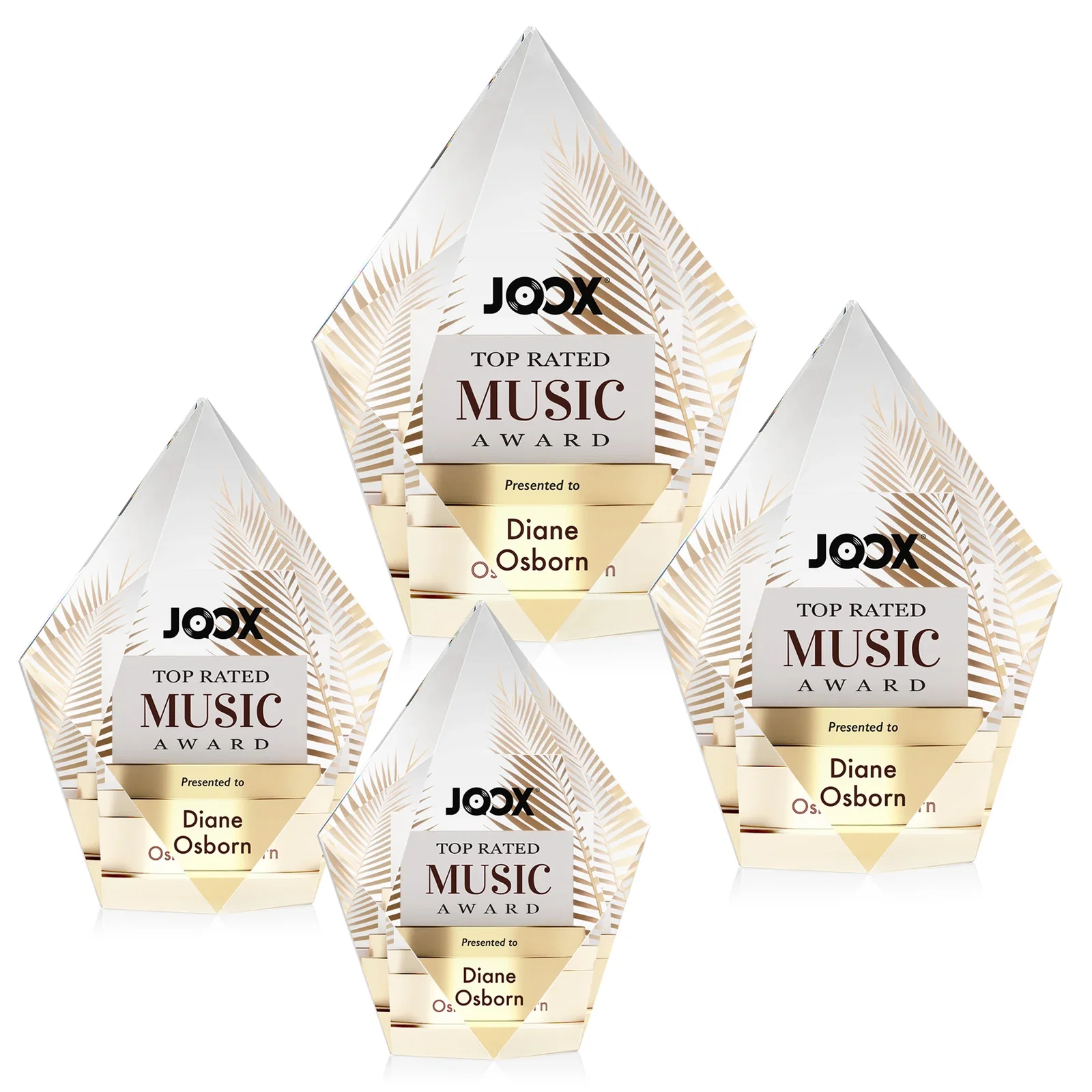 Custom Optical Crystal Pentagon Award With Faceted Halo Border, awards for donor appreciation