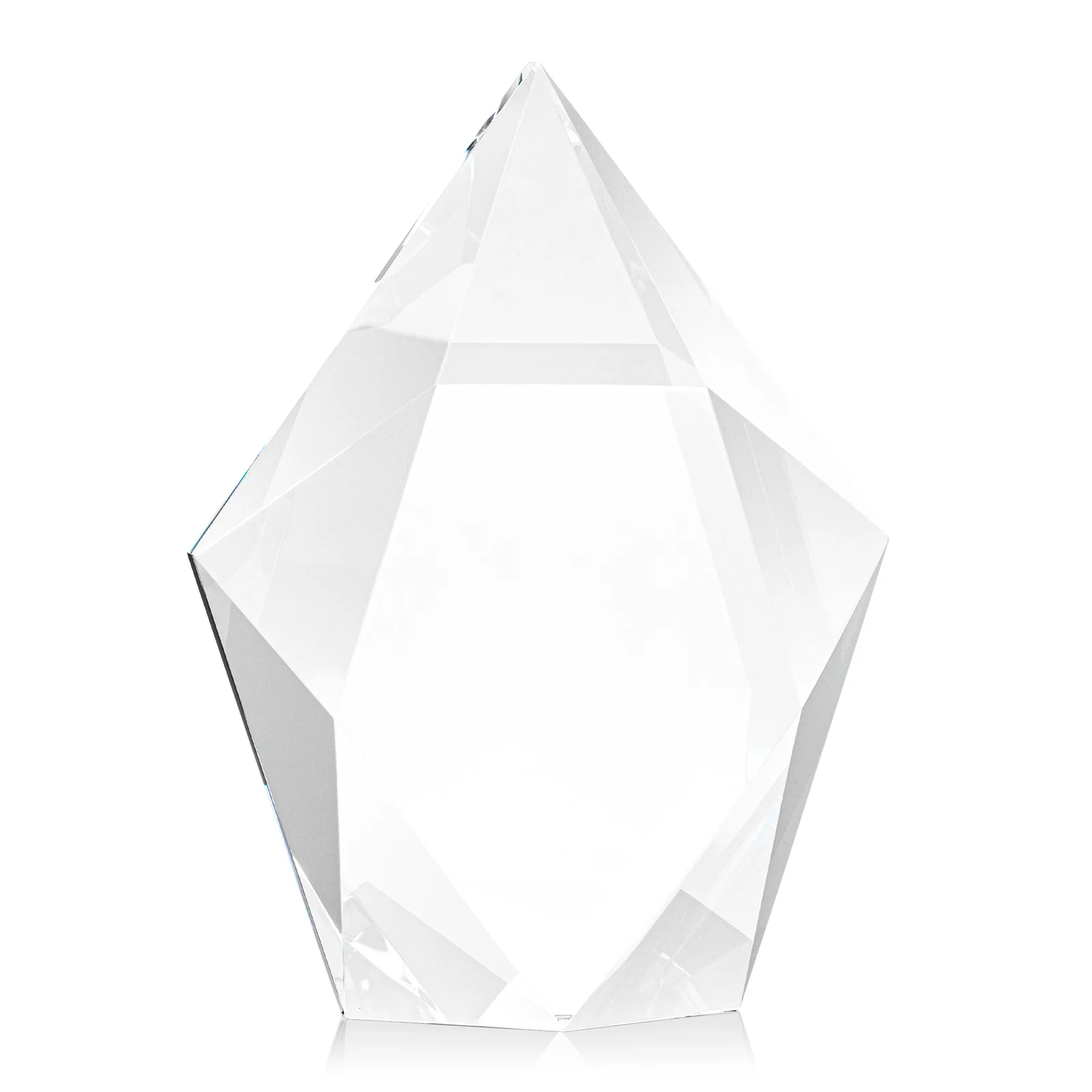 Customized Optical Crystal Pentagon Award With Faceted Halo Border, awards for retirement presentations