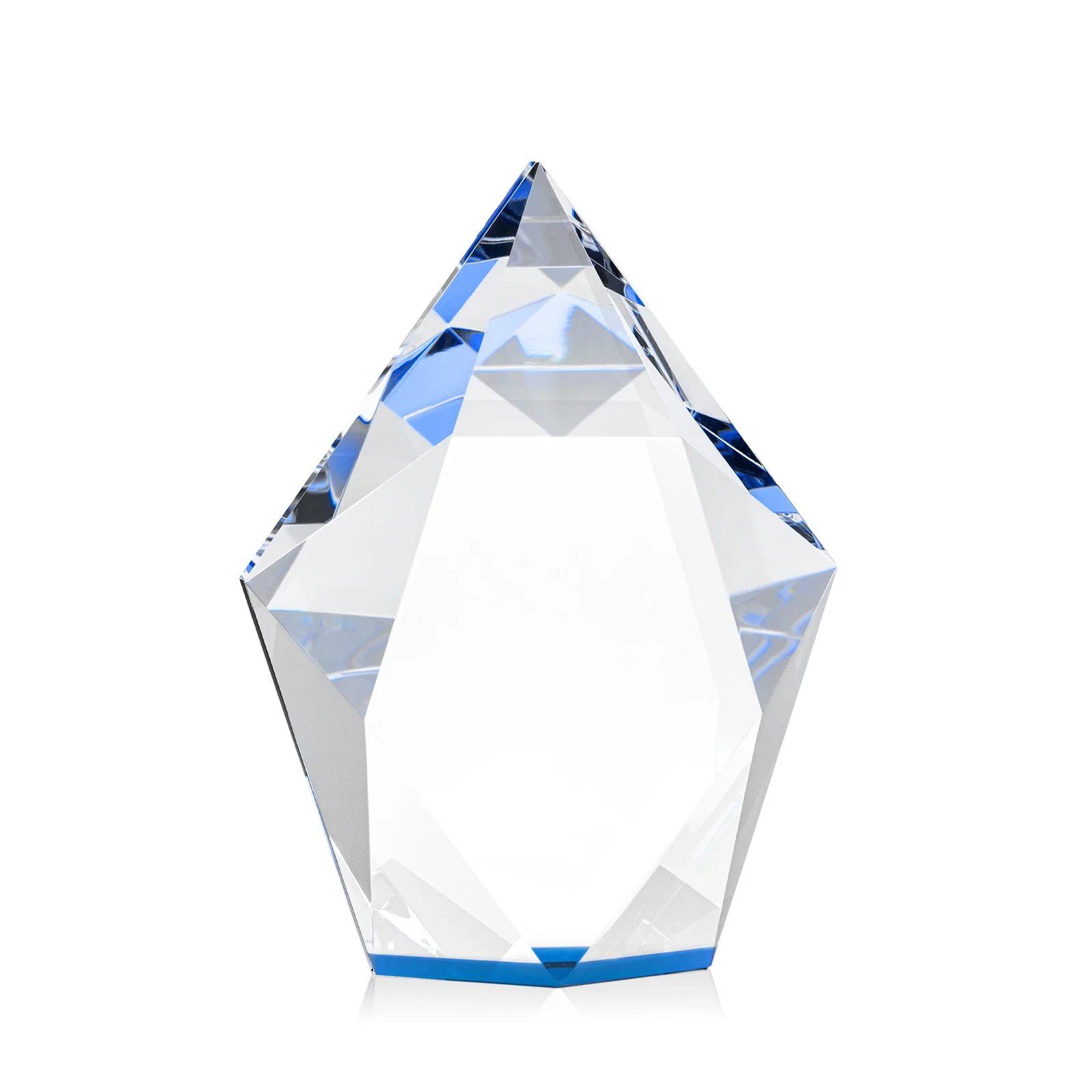 Customized Optical Crystal Pentagon Award With Faceted Halo Border, awards for team milestone celebrations