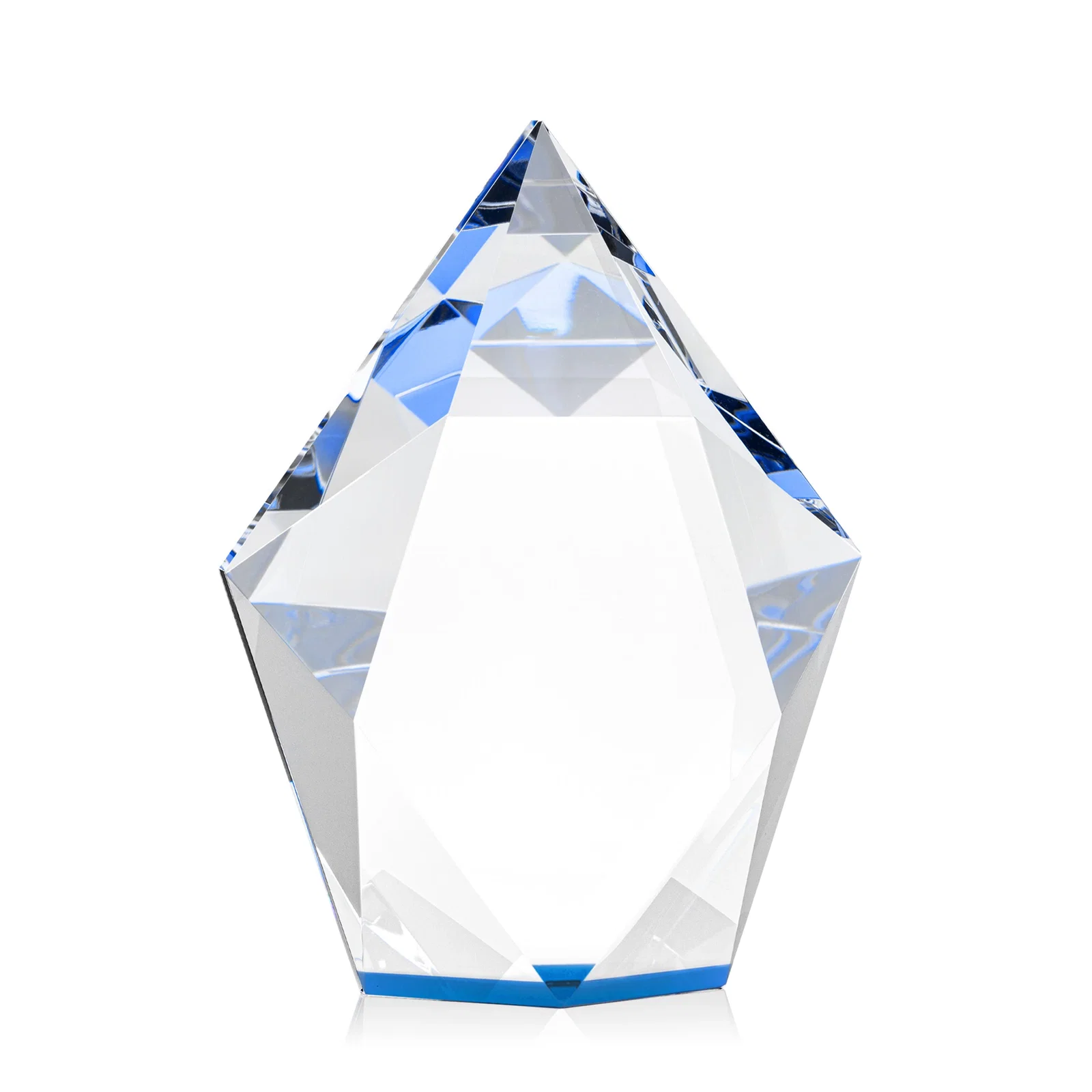 Customized Optical Crystal Pentagon Award With Faceted Halo Border, awards for donor appreciation