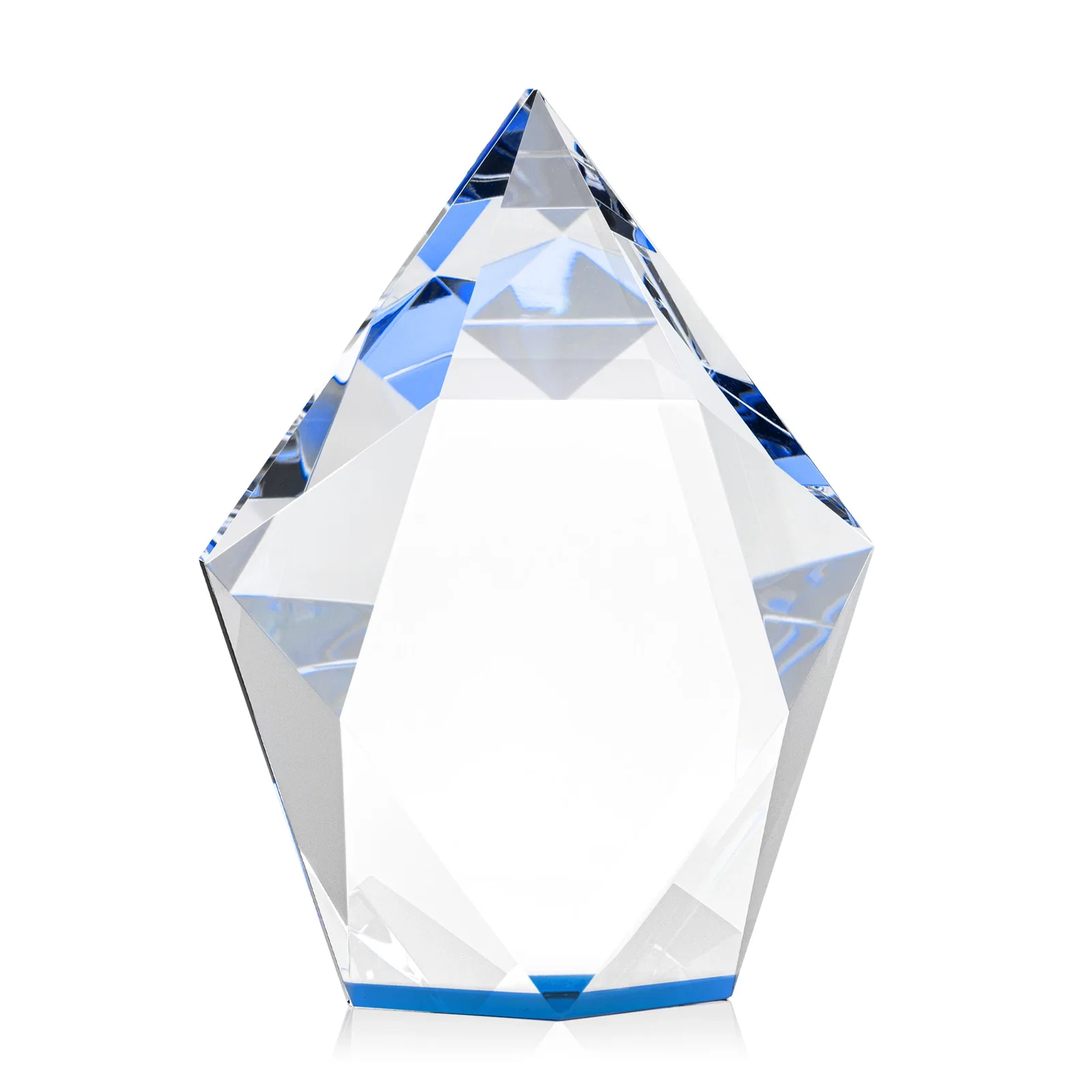 Customized Optical Crystal Pentagon Award With Faceted Halo Border, awards for graduation ceremonies