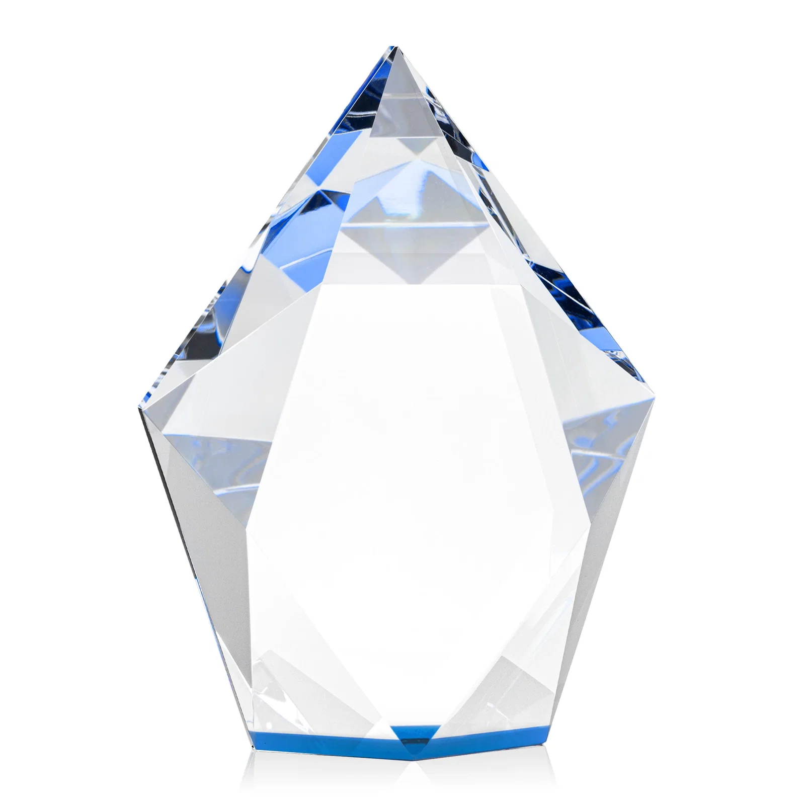 Customized Optical Crystal Pentagon Award With Faceted Halo Border, awards for safety achievement programs