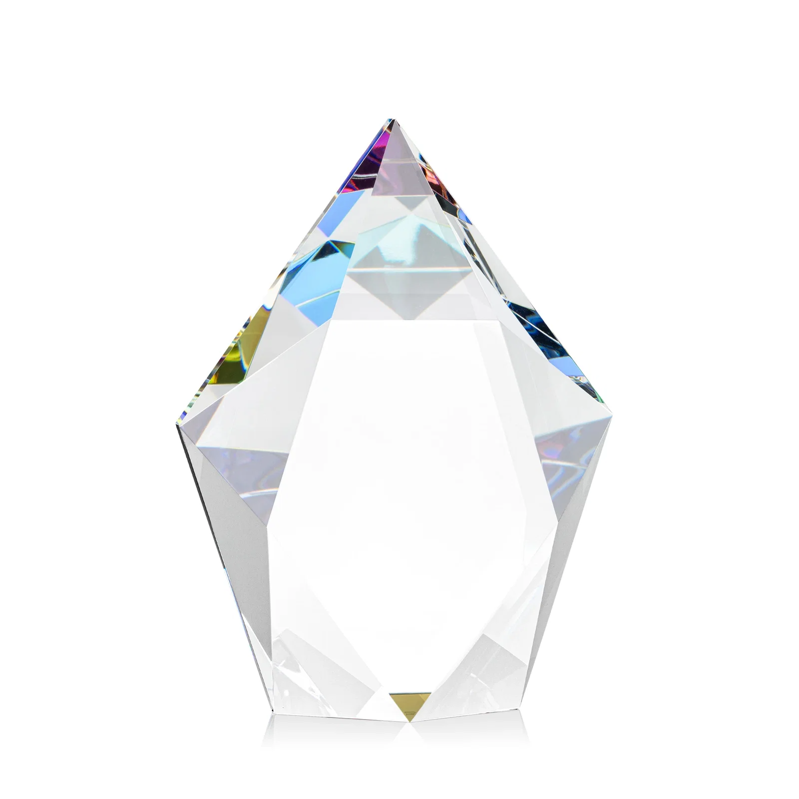 Customized Optical Crystal Pentagon Award With Faceted Halo Border, awards for volunteer appreciation