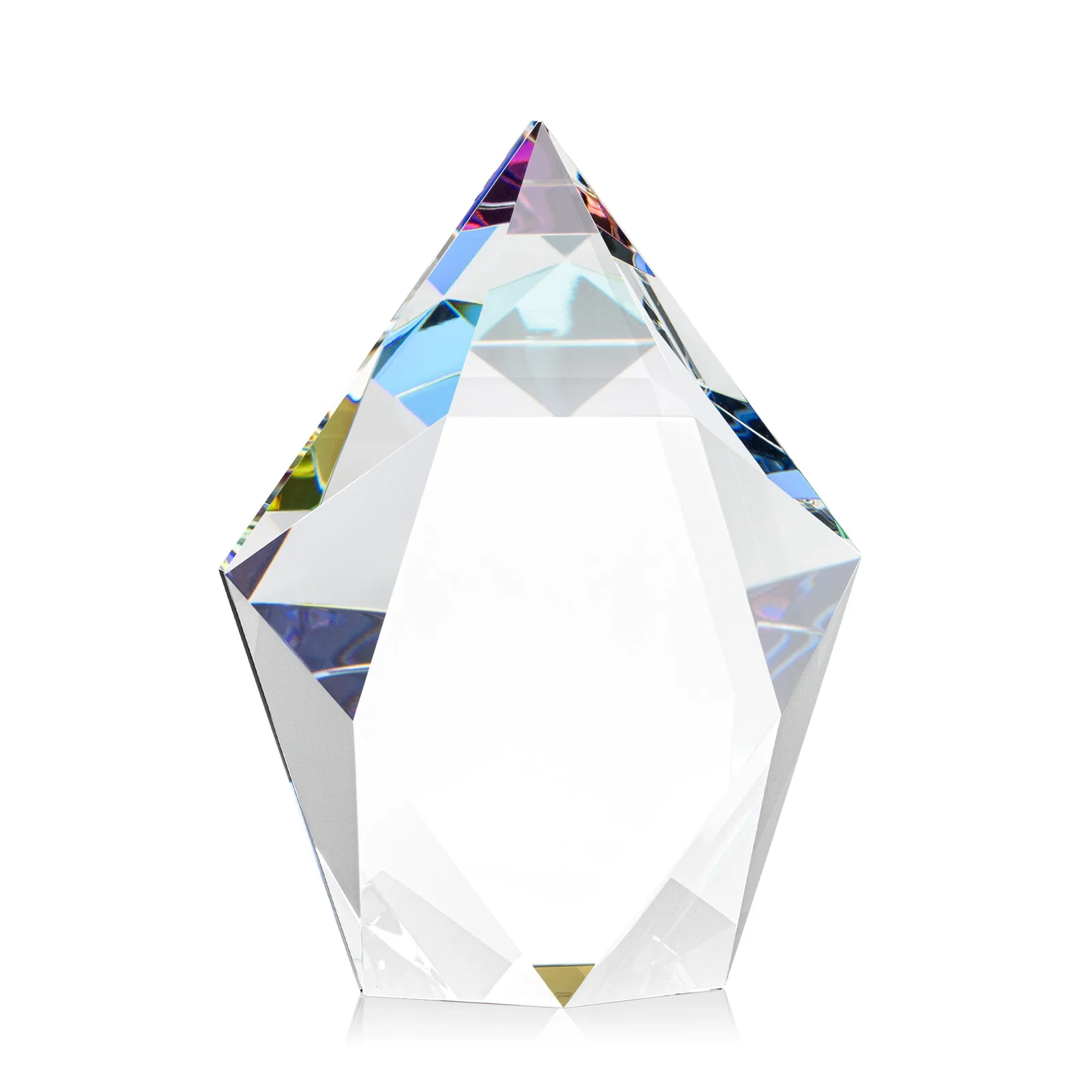 Customized Optical Crystal Pentagon Award With Faceted Halo Border, awards for dealer and partner awards