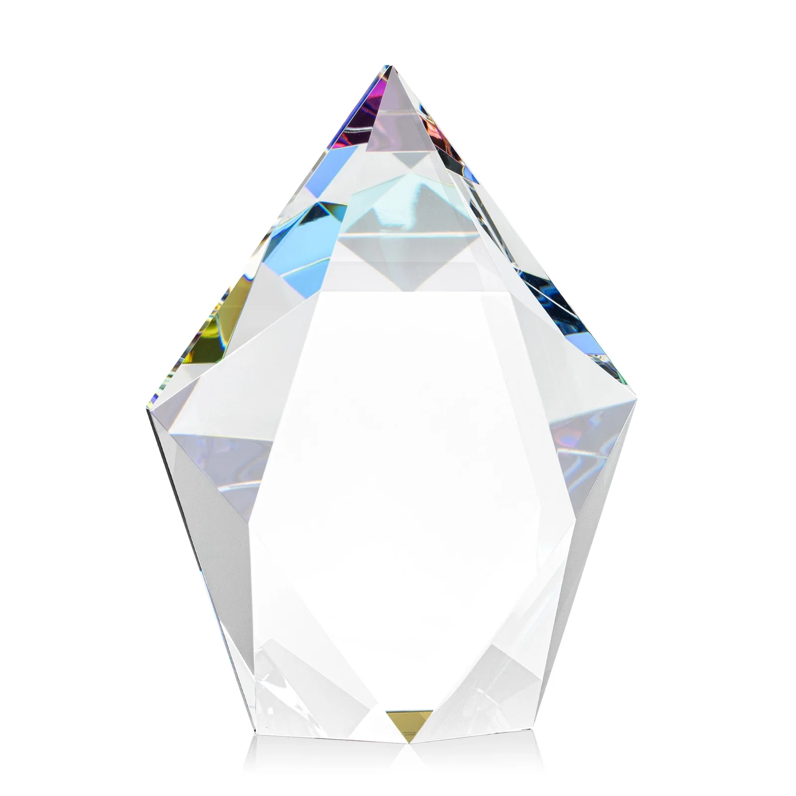 Customized Optical Crystal Pentagon Award With Faceted Halo Border, awards for company anniversary events