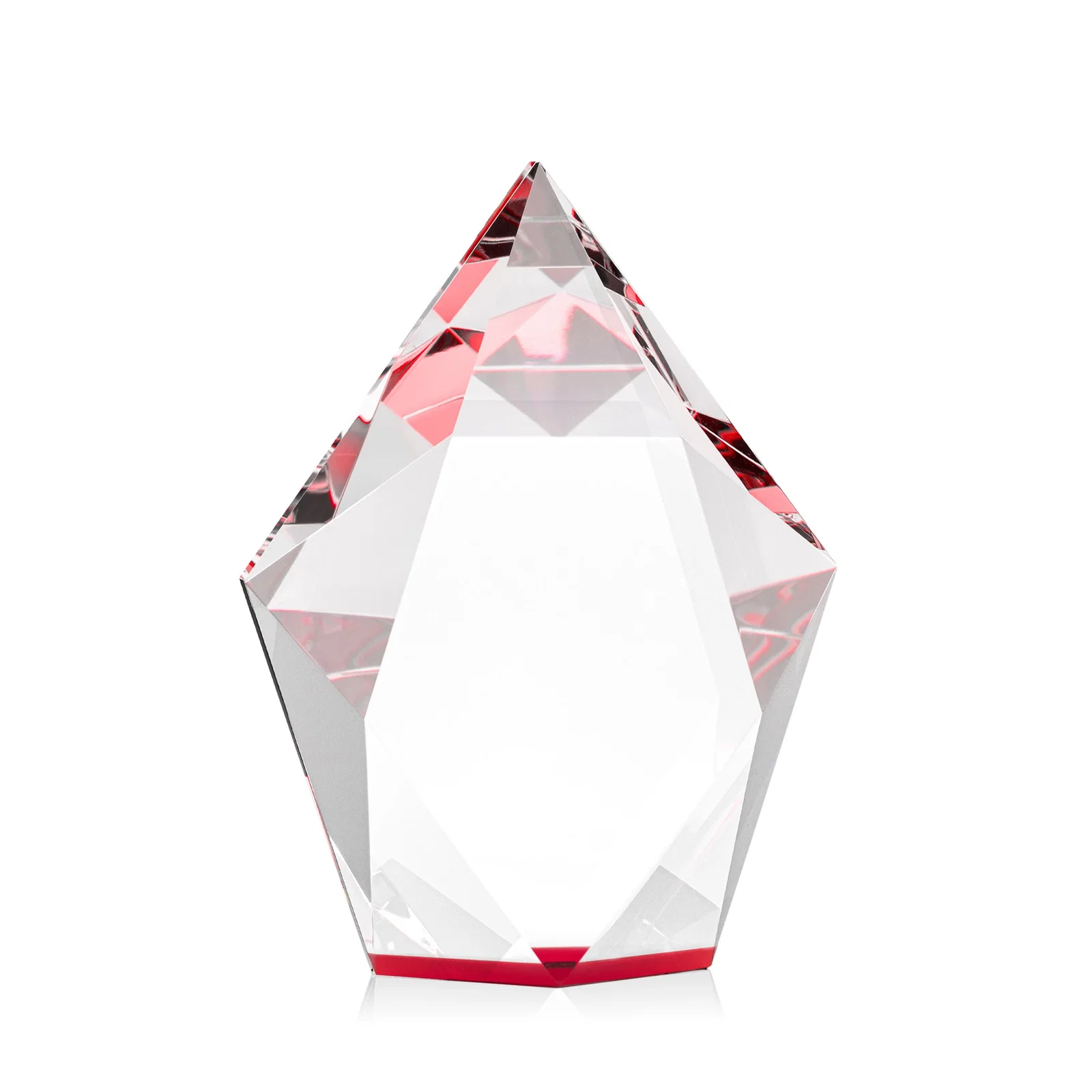 Custom engraved Optical Crystal Pentagon Award With Faceted Halo Border, awards for corporate award ceremonies