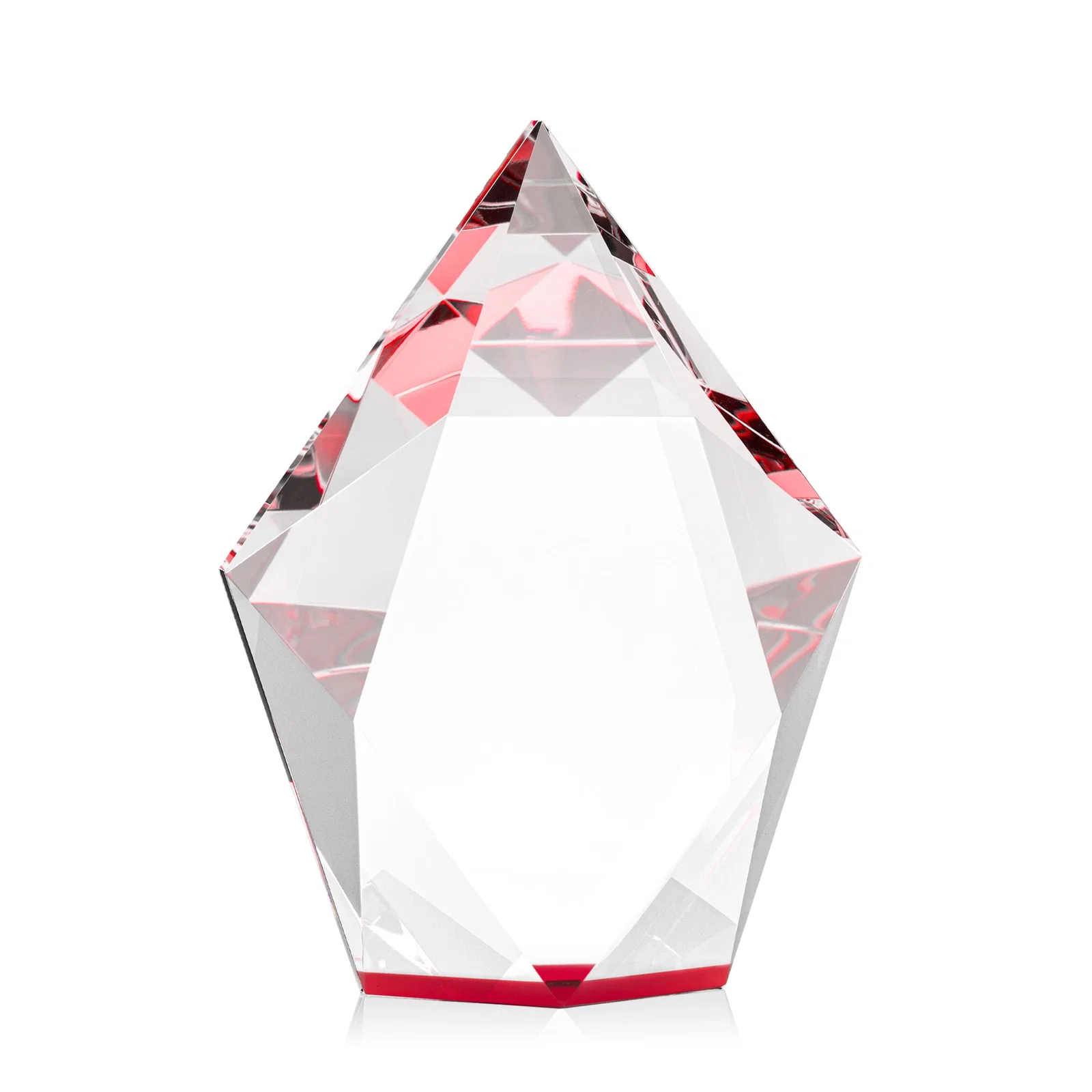 Custom engraved Optical Crystal Pentagon Award With Faceted Halo Border, awards for service anniversary gifts