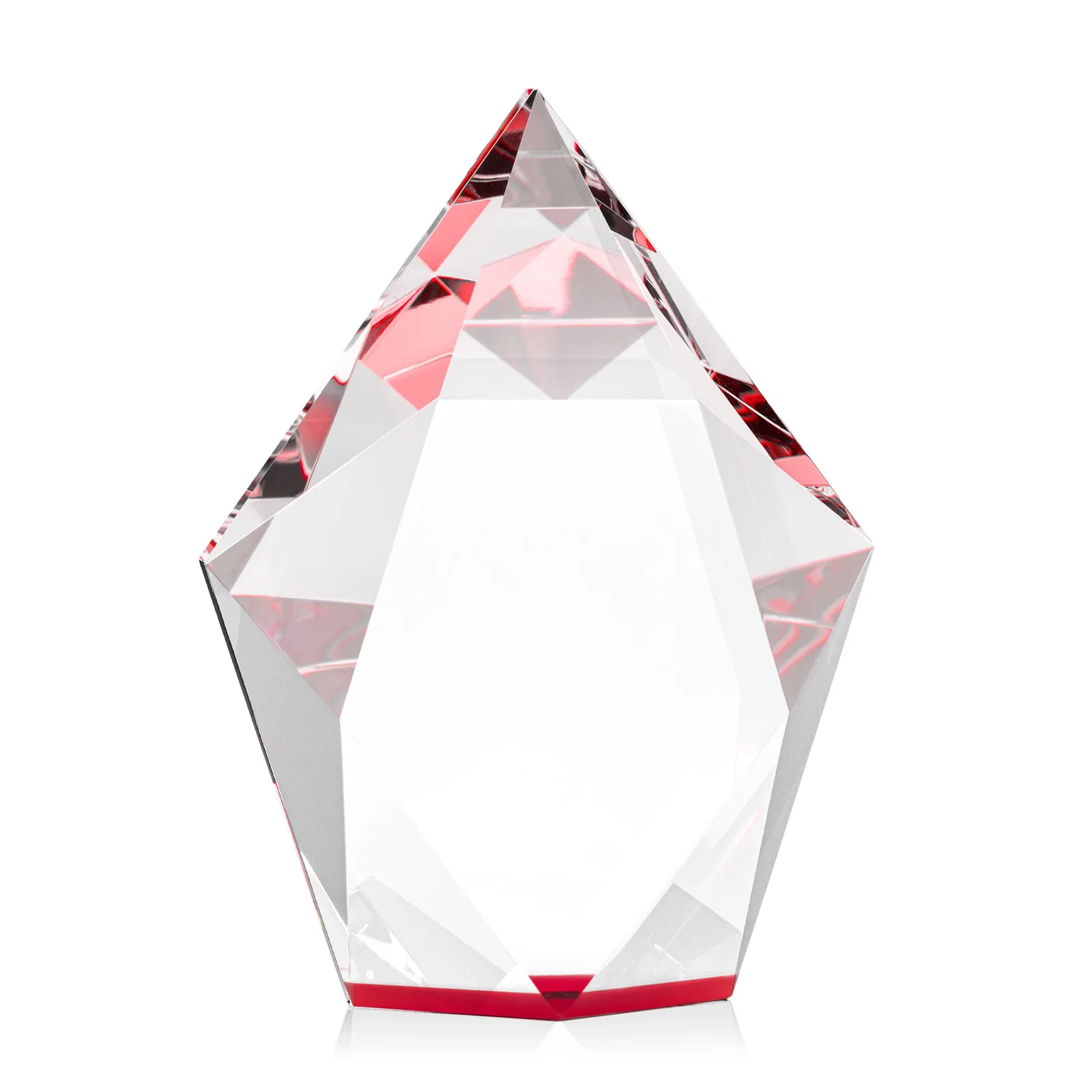 Custom engraved Optical Crystal Pentagon Award With Faceted Halo Border, awards for sales achievement awards