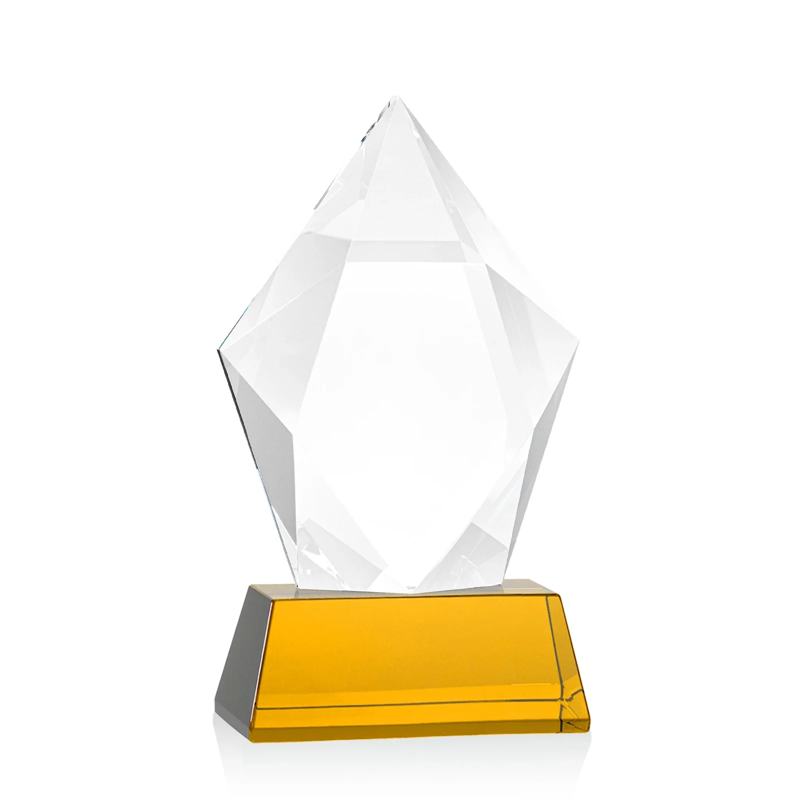 Branded Faceted Optical Crystal Pentagon Award on Tall Tapered Base, awards, with your logo for corporate award ceremonies