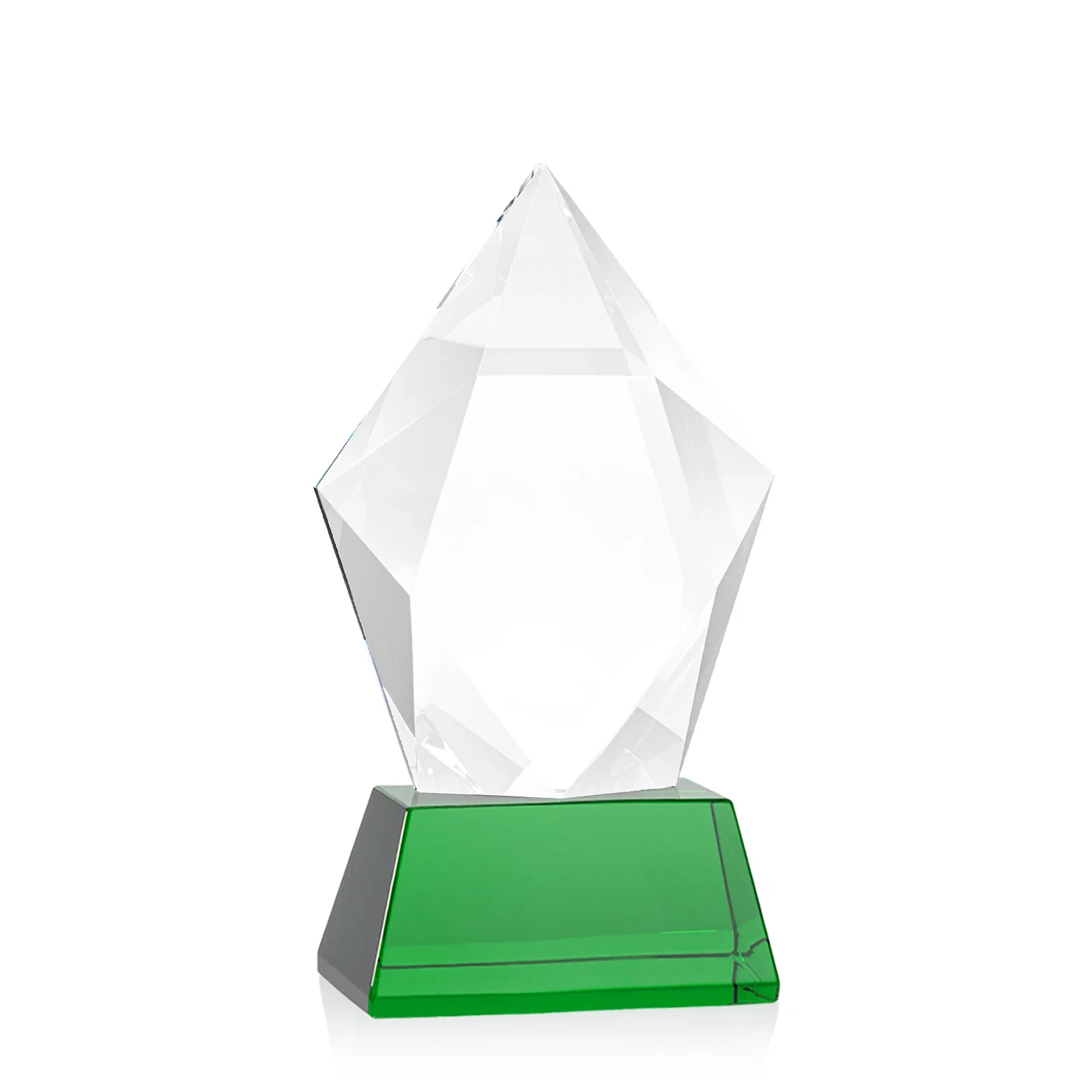 Branded Faceted Optical Crystal Pentagon Award on Tall Tapered Base, awards, with your logo for safety achievement programs