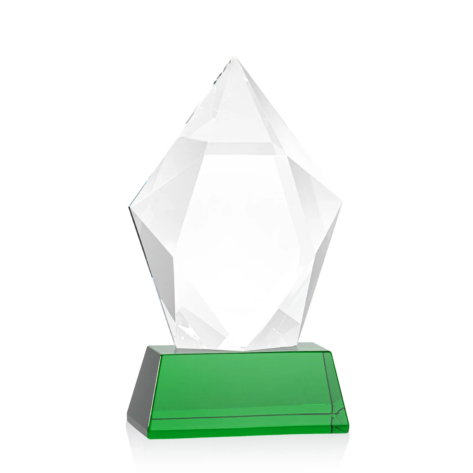 Branded Faceted Optical Crystal Pentagon Award on Tall Tapered Base, awards, with your logo for volunteer appreciation