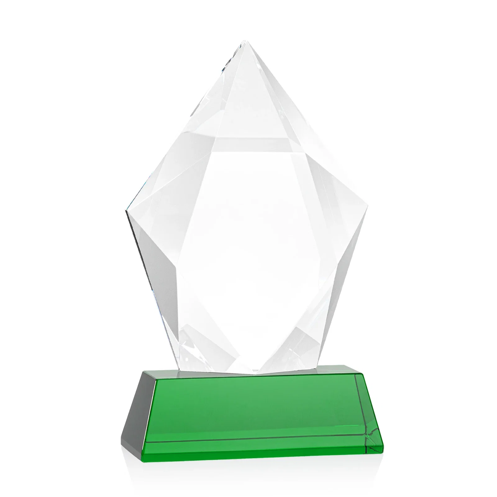 Branded Faceted Optical Crystal Pentagon Award on Tall Tapered Base, awards, with your logo for dealer and partner awards