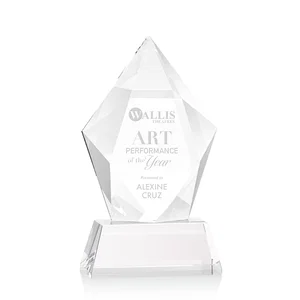 Faceted Optical Crystal Pentagon Award on Tall Tapered Base