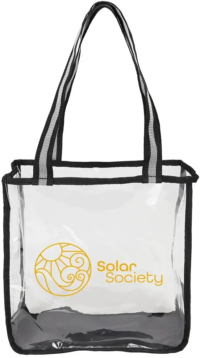 Diamond Canvas-Trim Clear TPU Tote, custom clear tote bag with logo, front view
