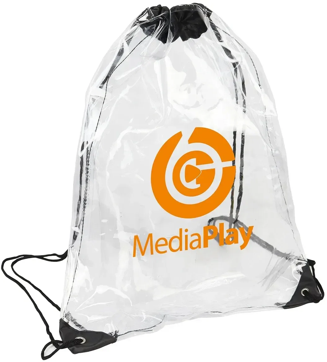Branded clear TPU zippered bag, style four, front view