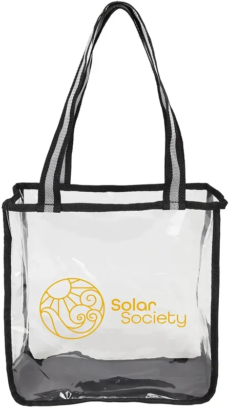Diamond Canvas-Trim Clear TPU Tote, custom clear tote bag with logo, front view