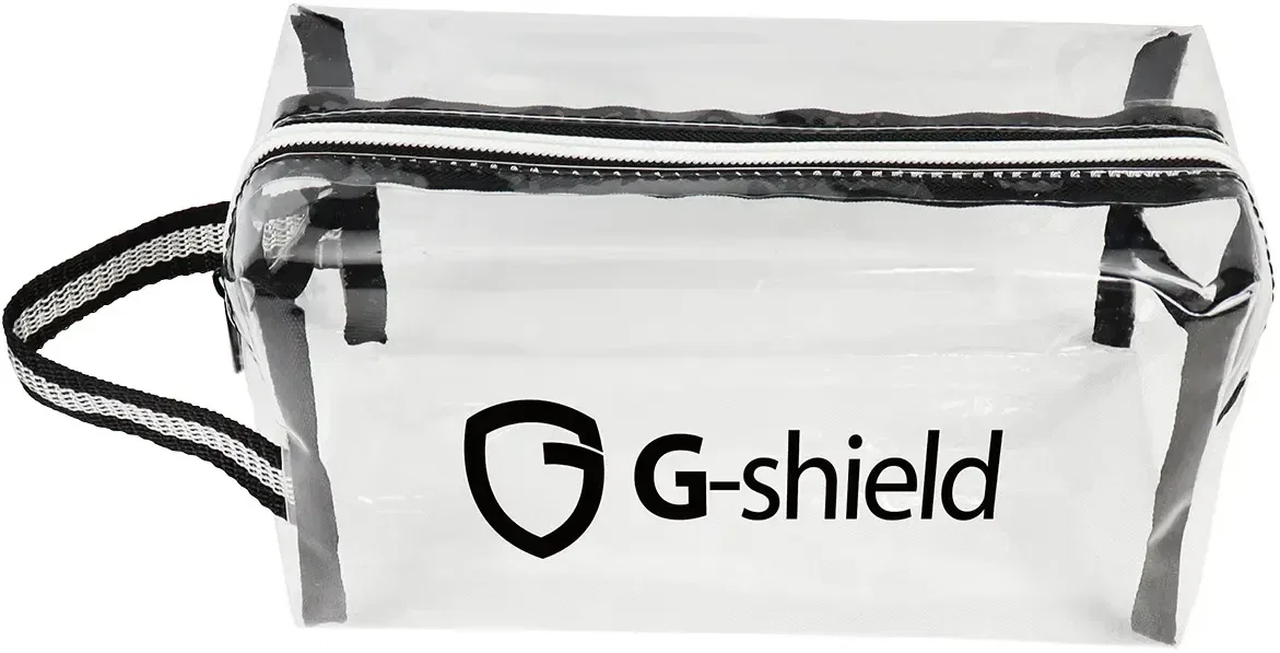 Diamond Clear TPU Travel Bag, a custom clear pouch for stadium bag policies, front view with logo