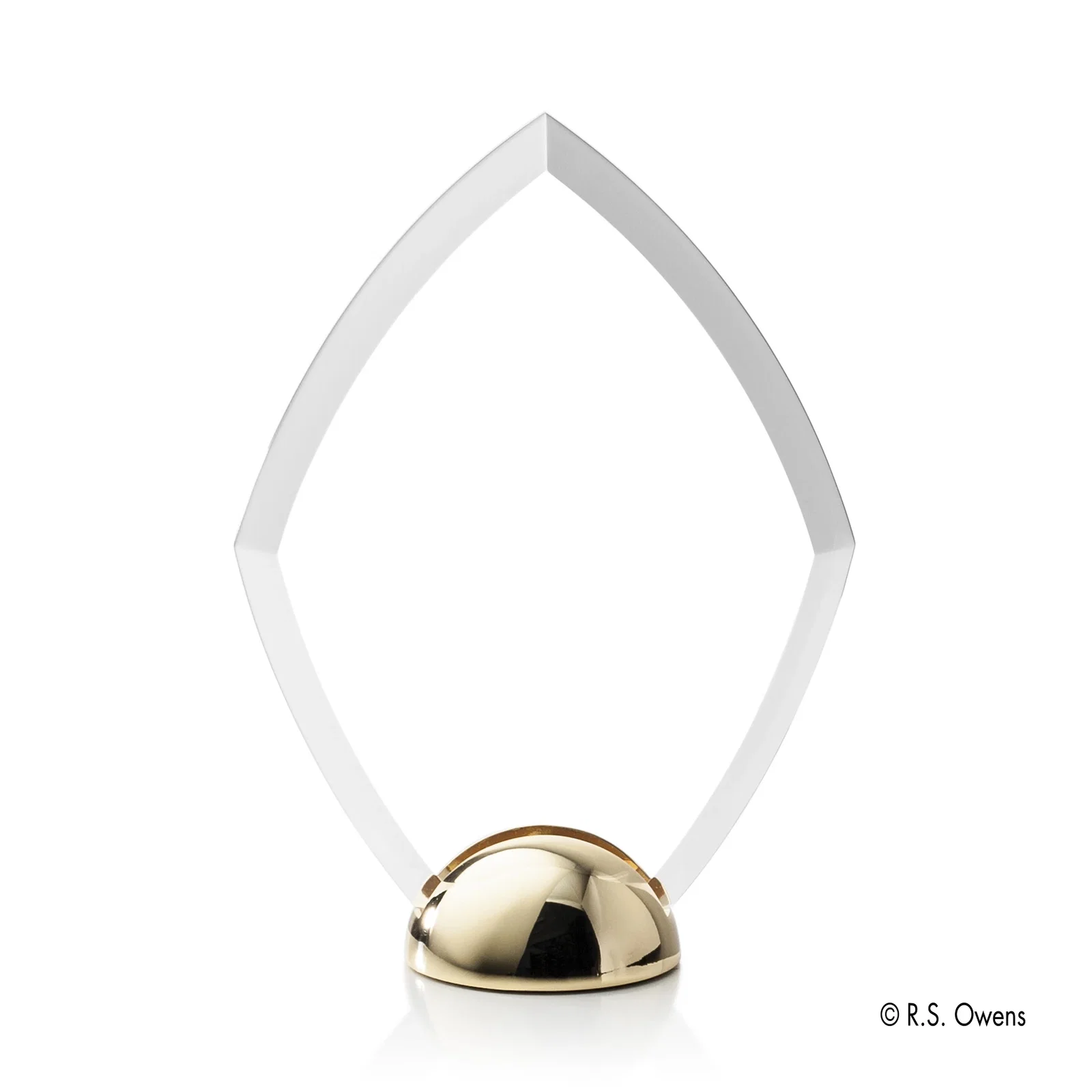Custom Beveled Acrylic Diamond Award on Cast Metal Hemisphere Base for volunteer appreciation