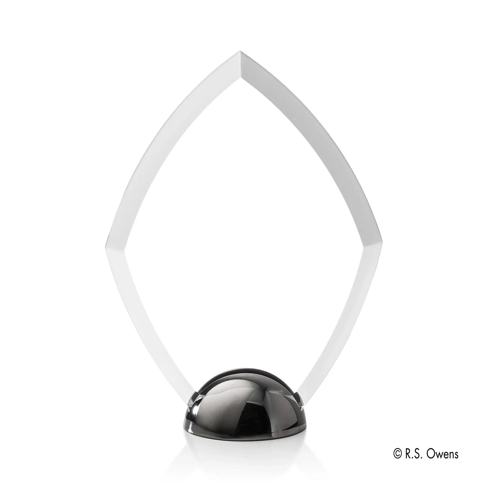 Custom Beveled Acrylic Diamond Award on Cast Metal Hemisphere Base for safety achievement programs
