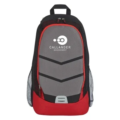 Padded shoulder straps hanging from the back panel